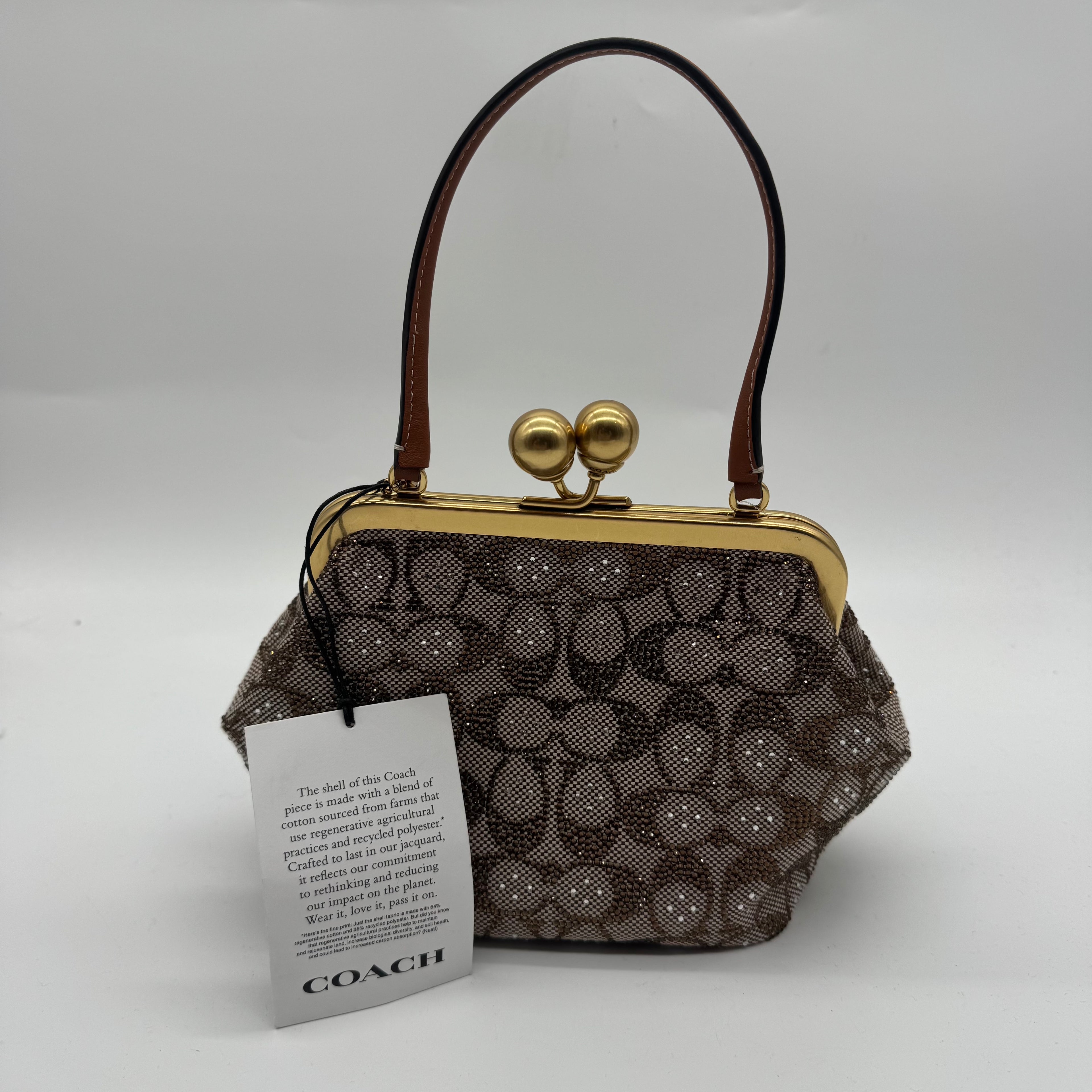 Coach Kiss Lock Signature Crystal Jacquard Frame Bag