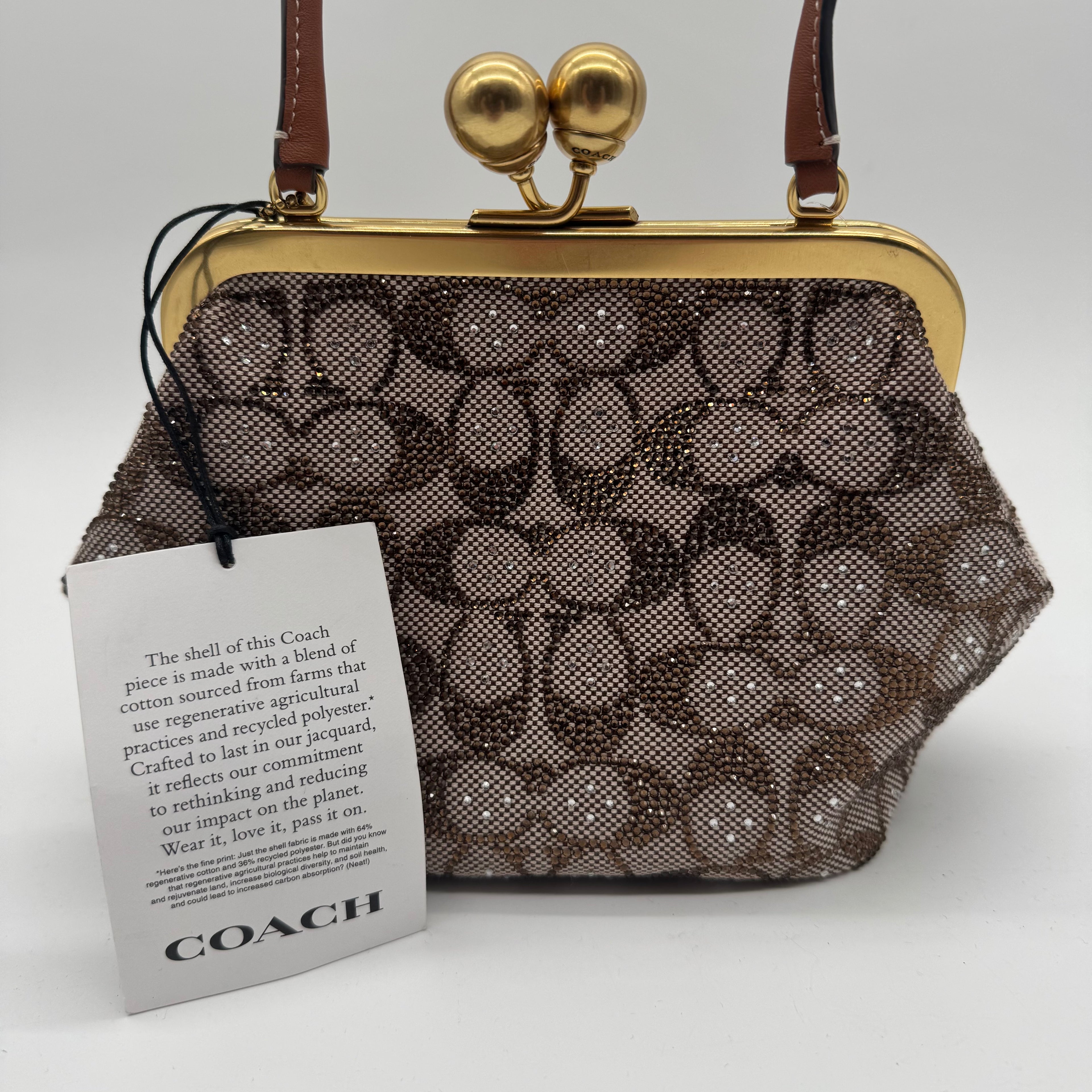 Coach Kiss Lock Signature Crystal Jacquard Frame Bag