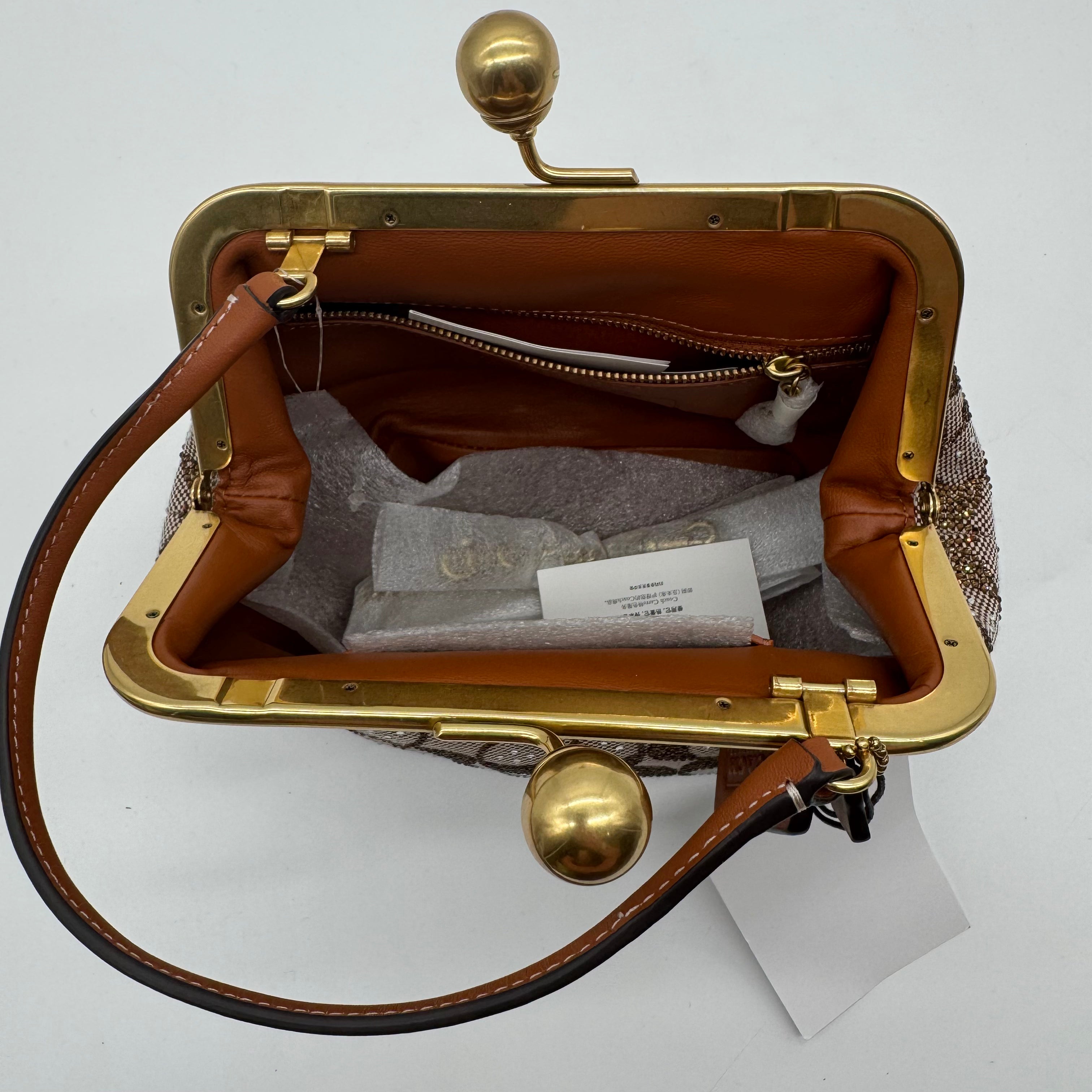 Coach Kiss Lock Signature Crystal Jacquard Frame Bag