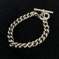 925 SILVER CURB LINK ALBERT BRACELET 8" 7MM