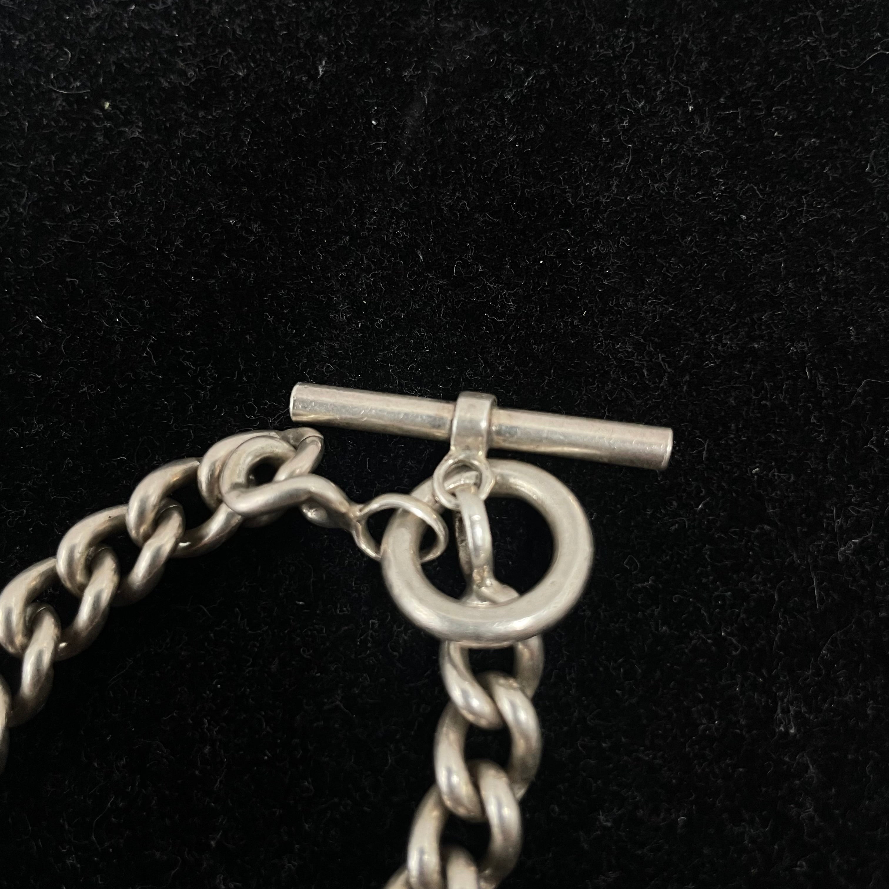925 SILVER CURB LINK ALBERT BRACELET 8" 7MM