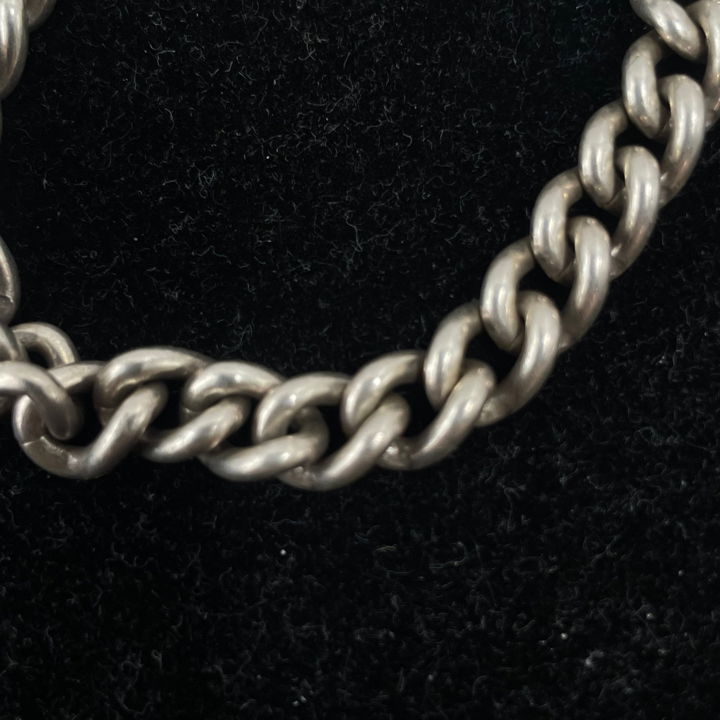925 SILVER CURB LINK ALBERT BRACELET 8" 7MM
