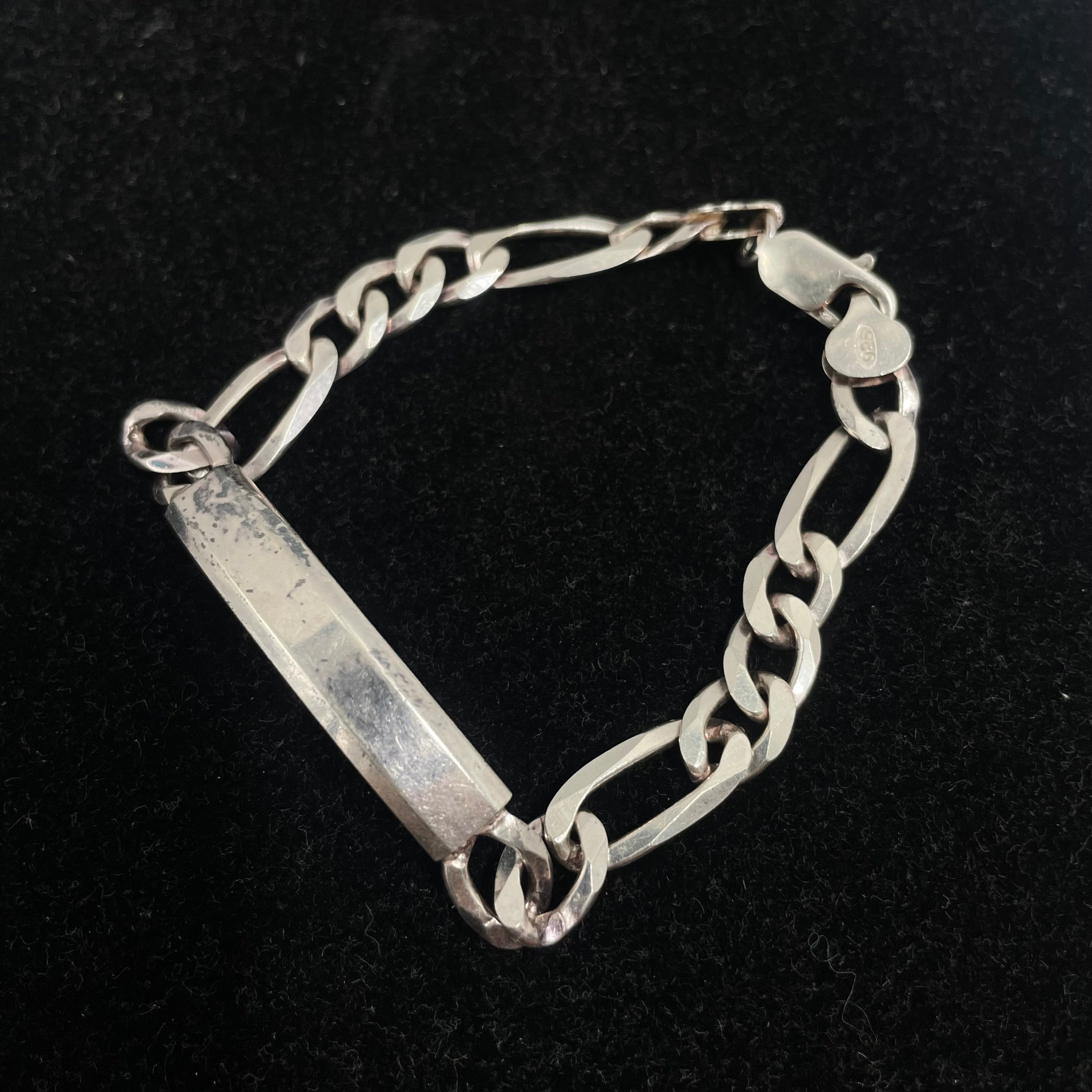 925 SILVER FIGARO LINK BRACELET 9" 9MM