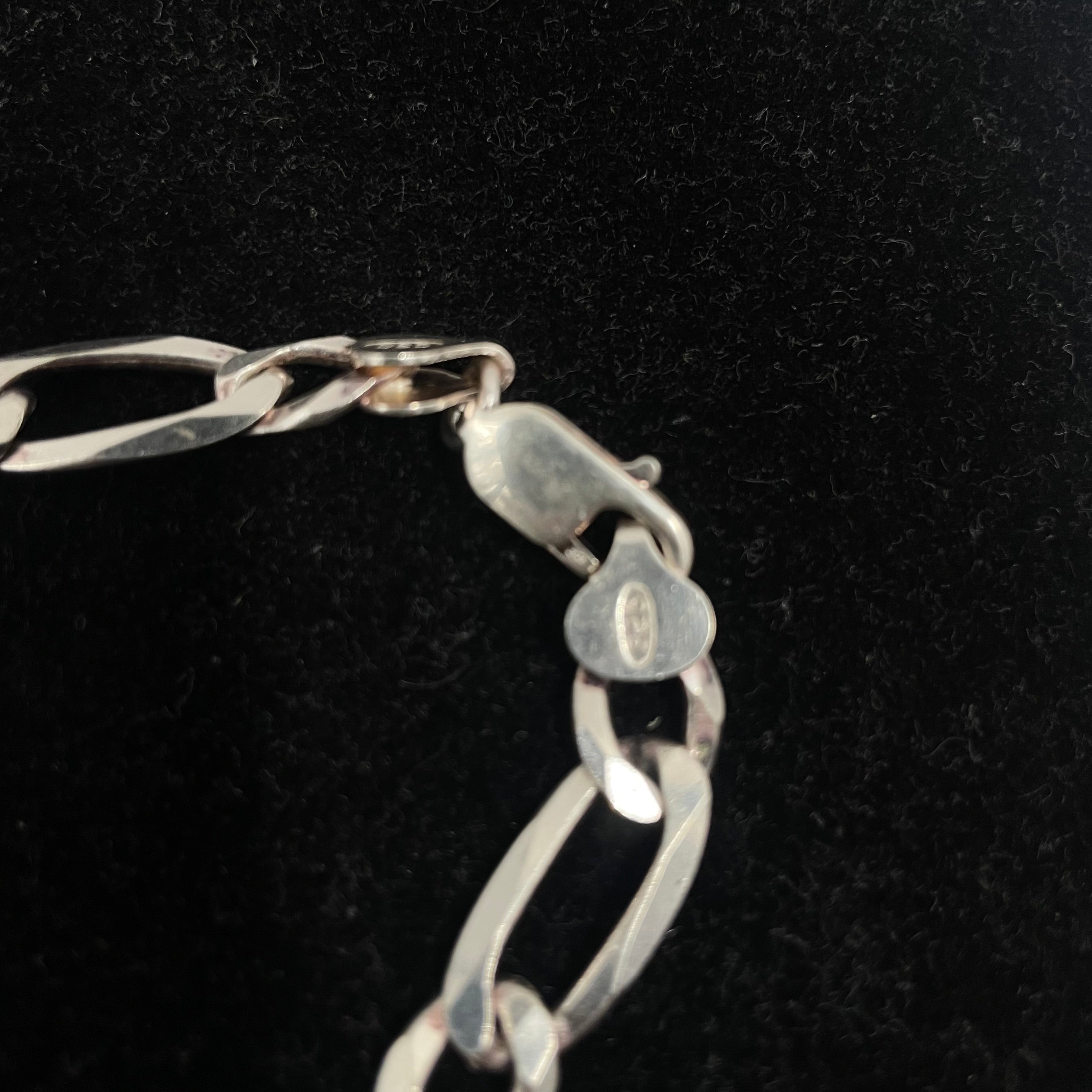 925 SILVER FIGARO LINK BRACELET 9" 9MM