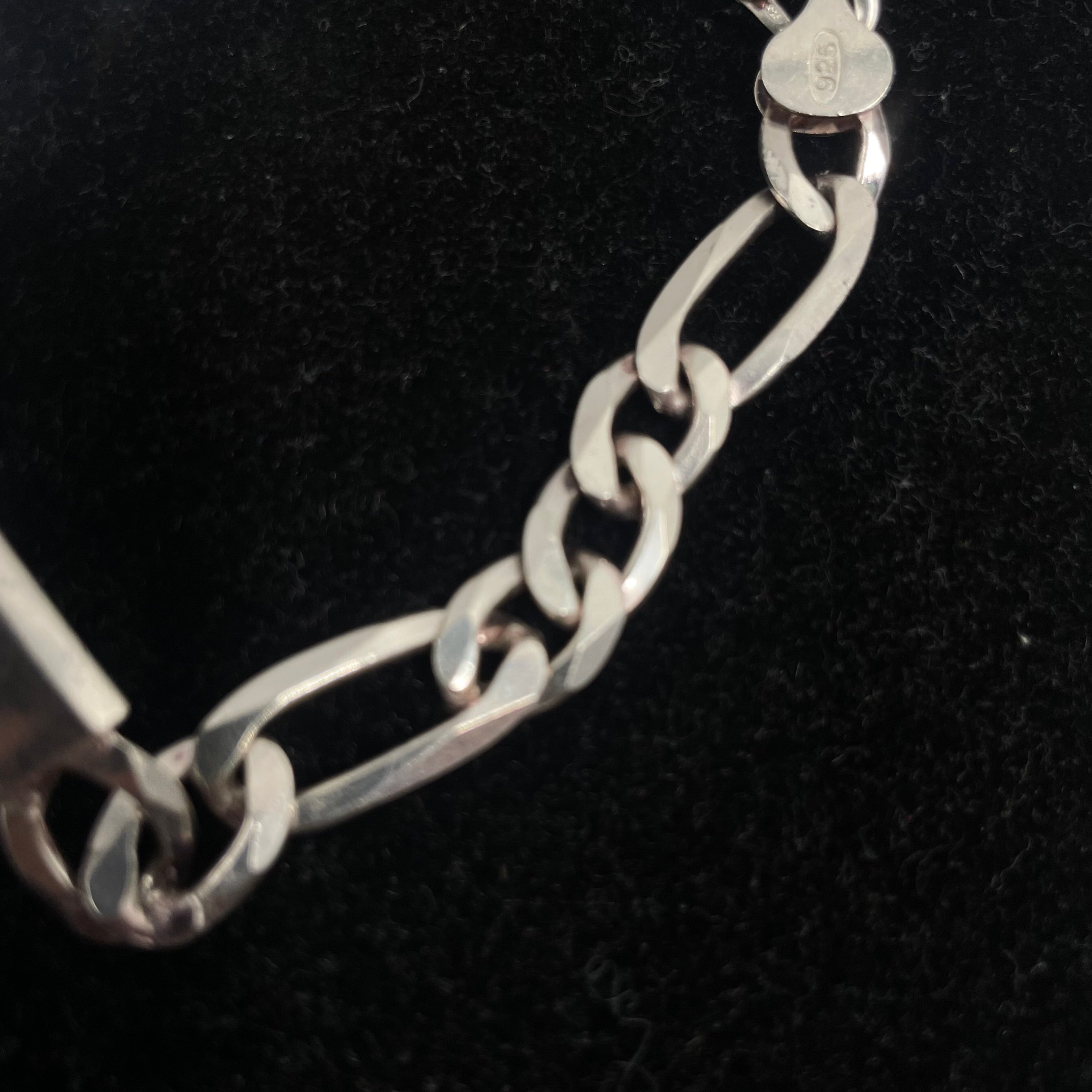 925 SILVER FIGARO LINK BRACELET 9" 9MM