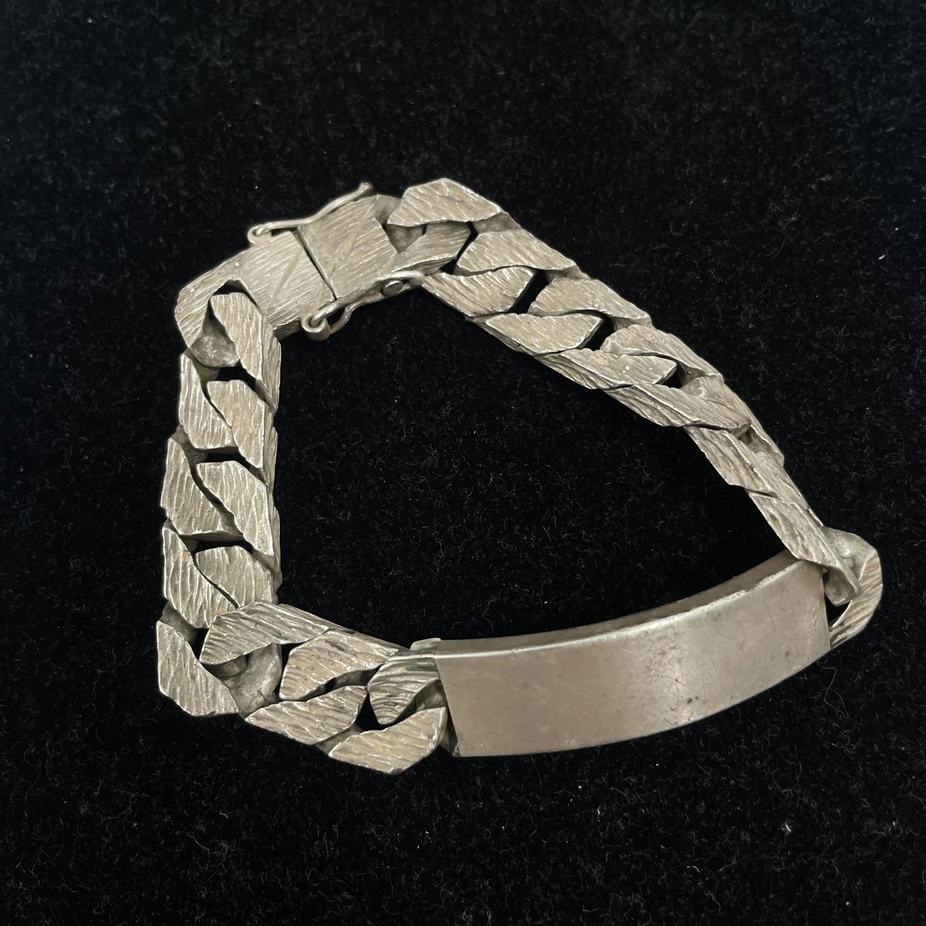 925 Sterling Silver Curb Link ID Bracelet – Brushed Finish