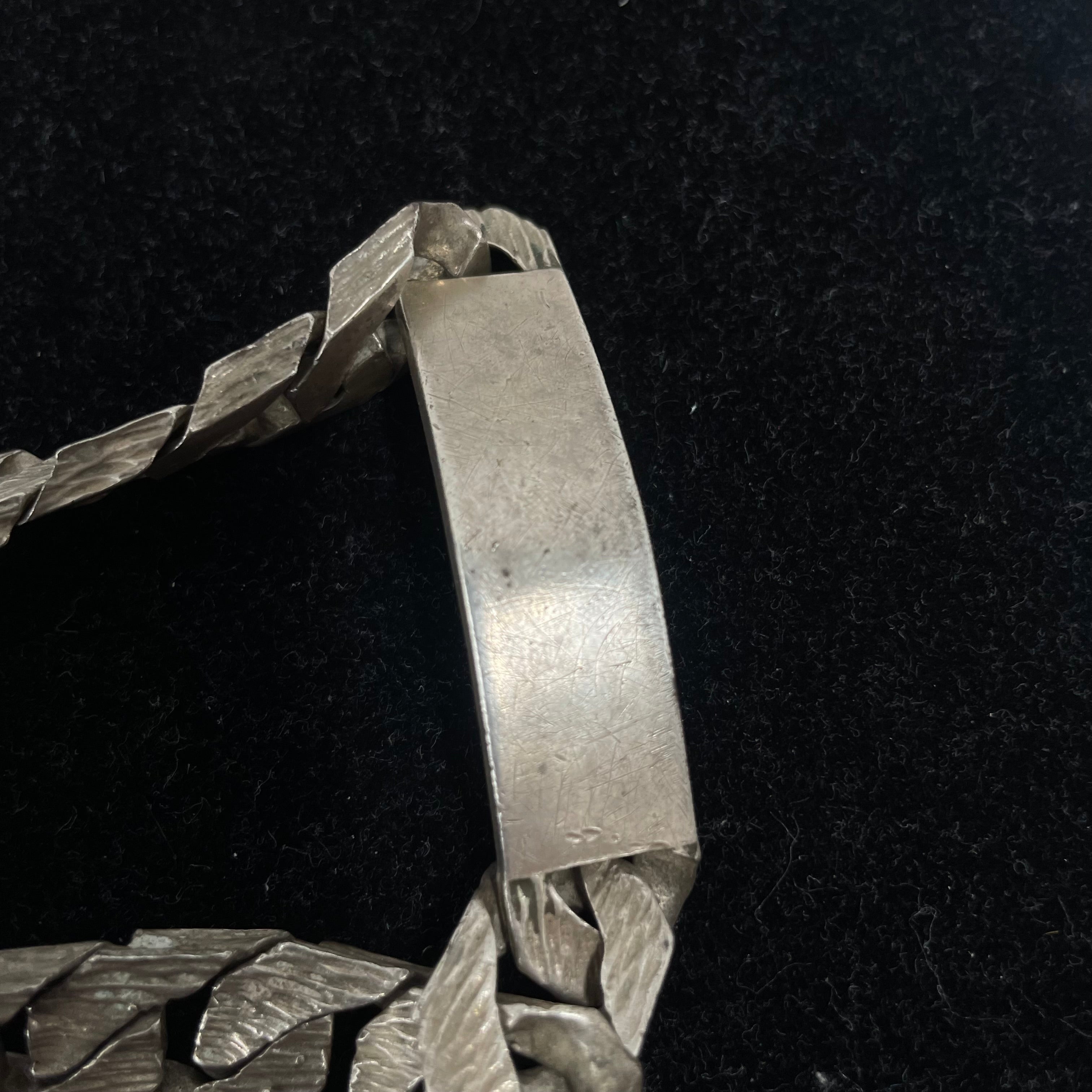 925 Sterling Silver Curb Link ID Bracelet – Brushed Finish