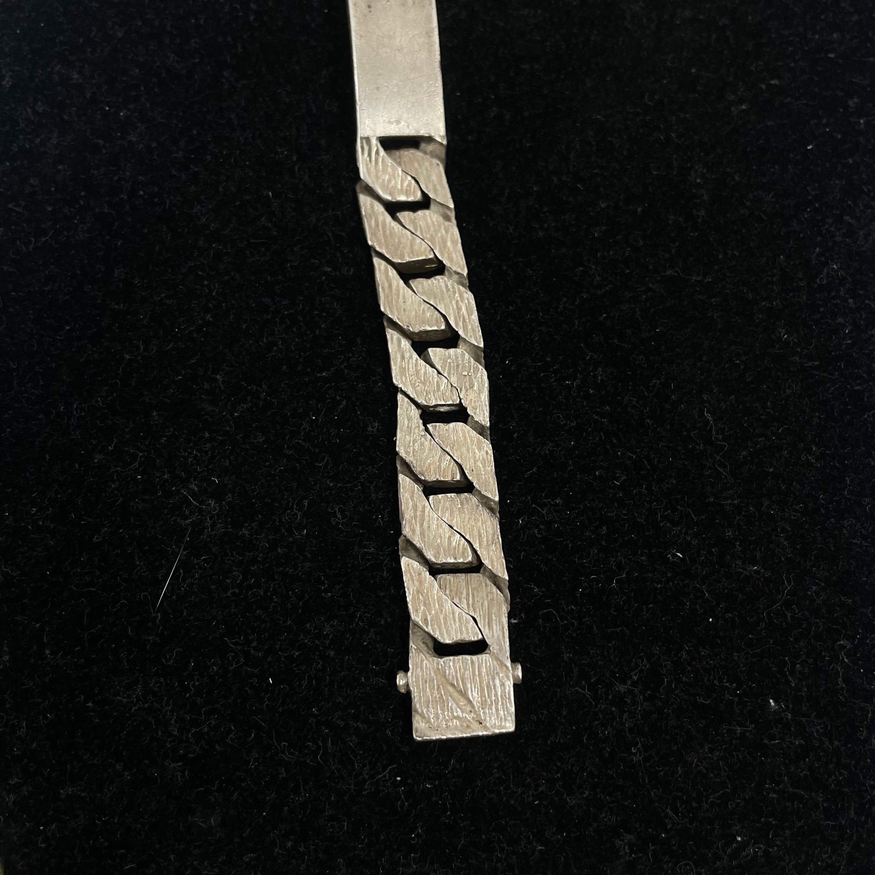 925 Sterling Silver Curb Link ID Bracelet – Brushed Finish