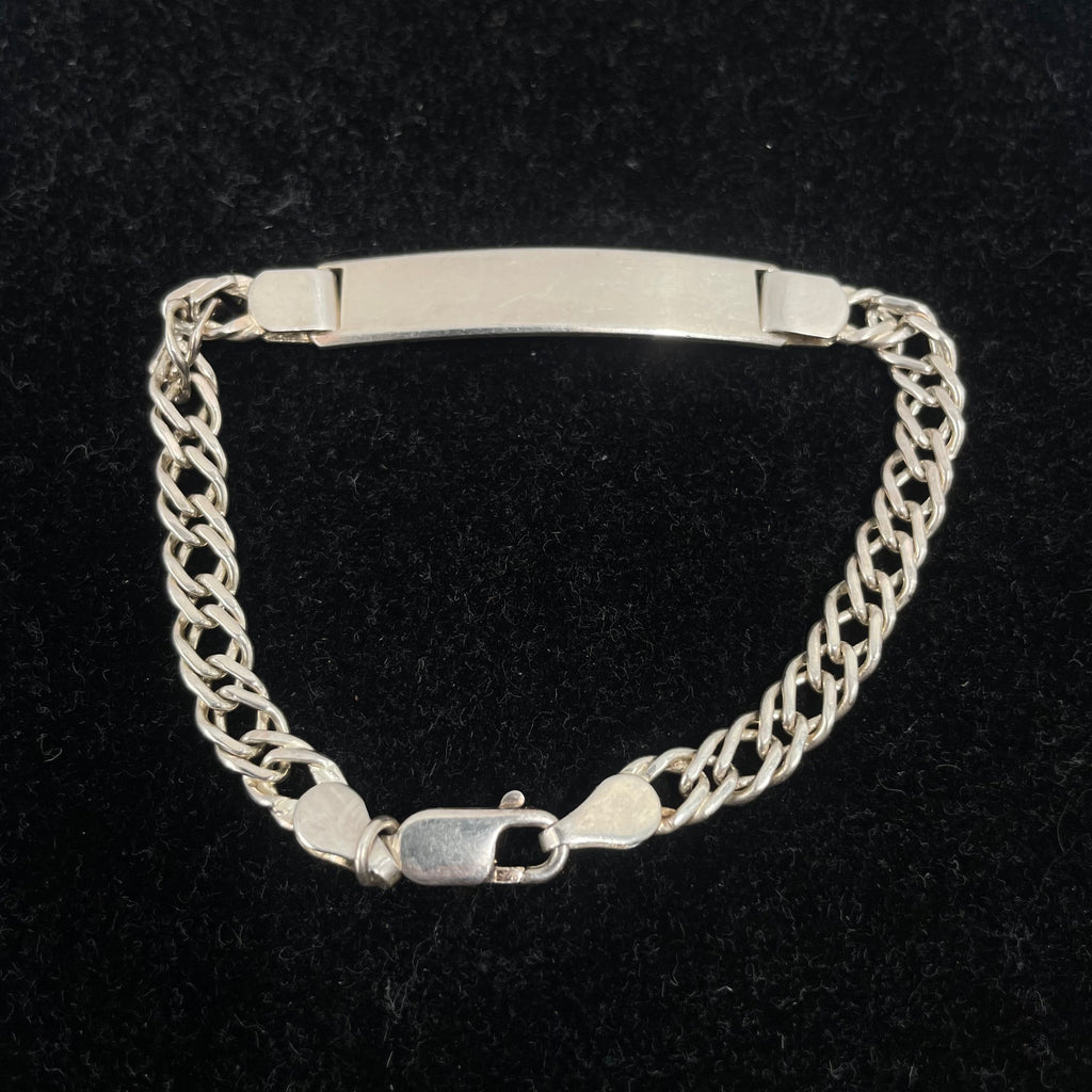 925 Sterling Silver Figaro ID Bracelet – Polished Finish
