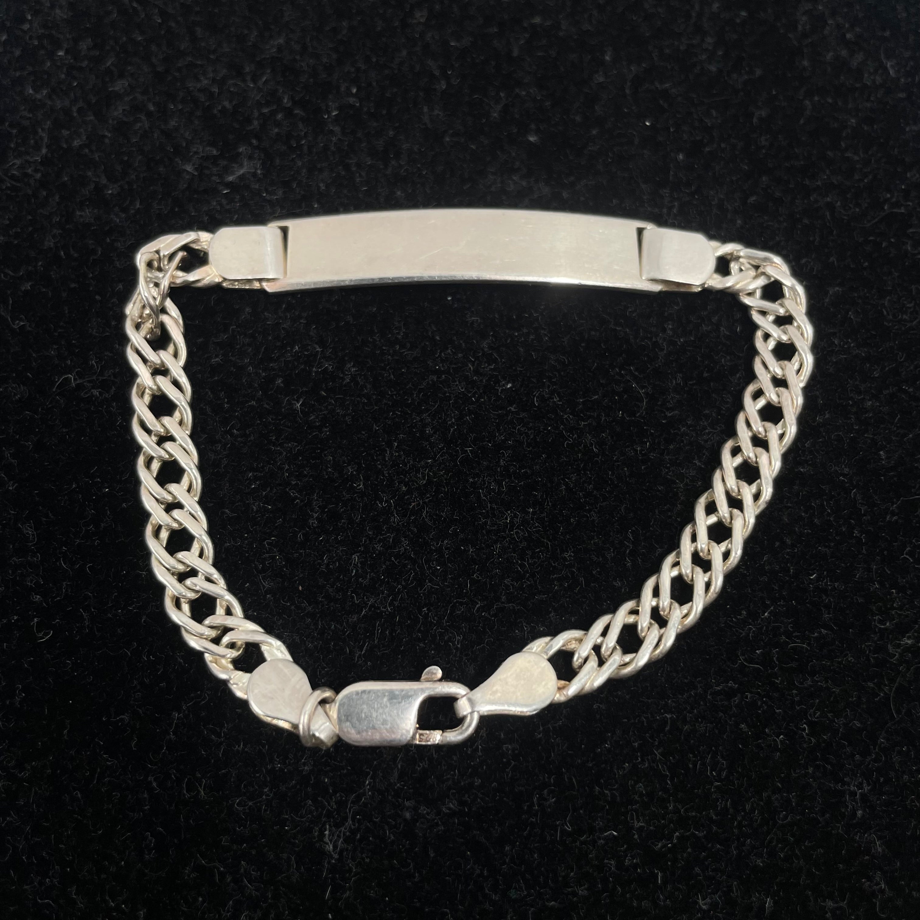 925 Sterling Silver Figaro ID Bracelet – Polished Finish