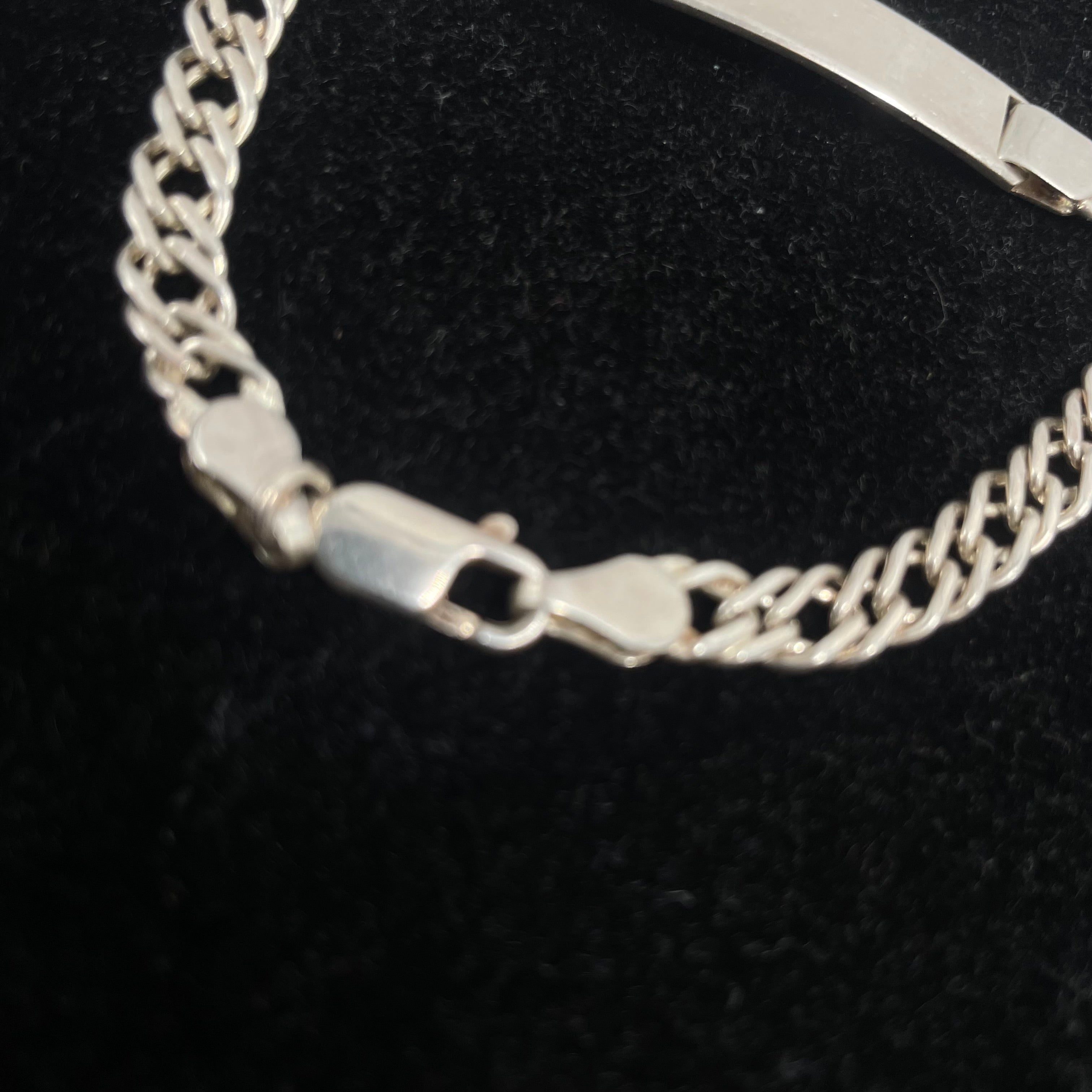 925 Sterling Silver Figaro ID Bracelet – Polished Finish
