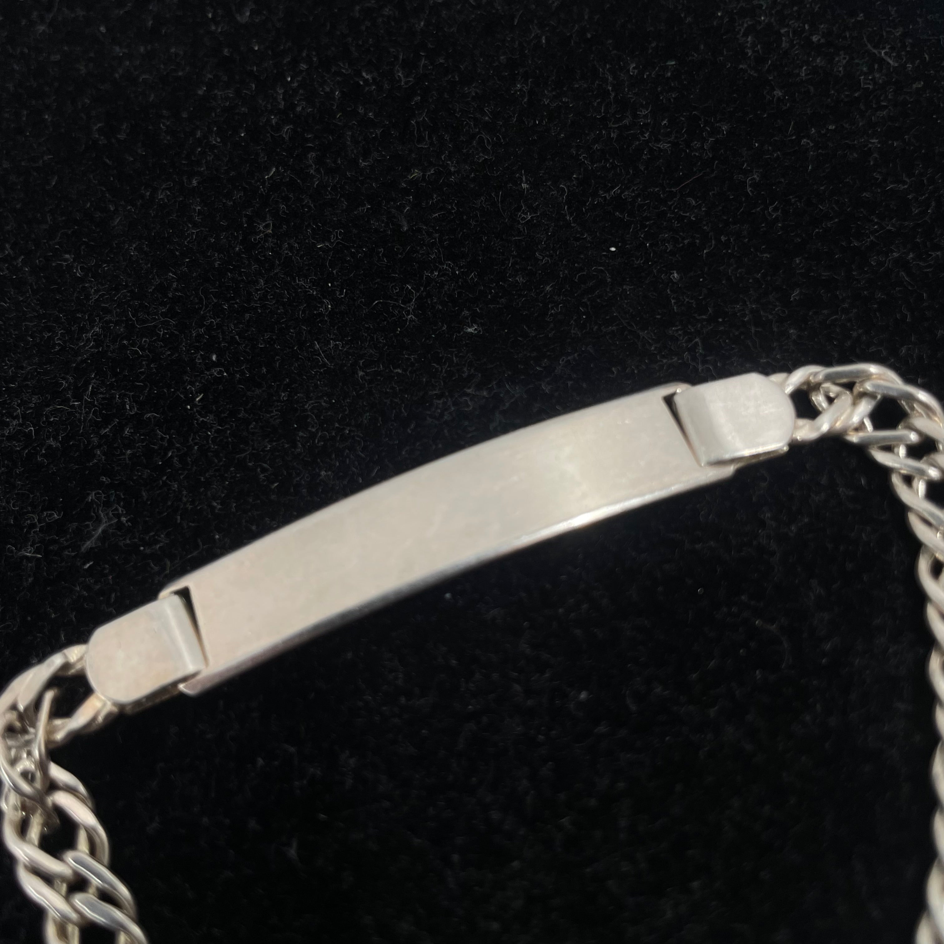 925 Sterling Silver Figaro ID Bracelet – Polished Finish