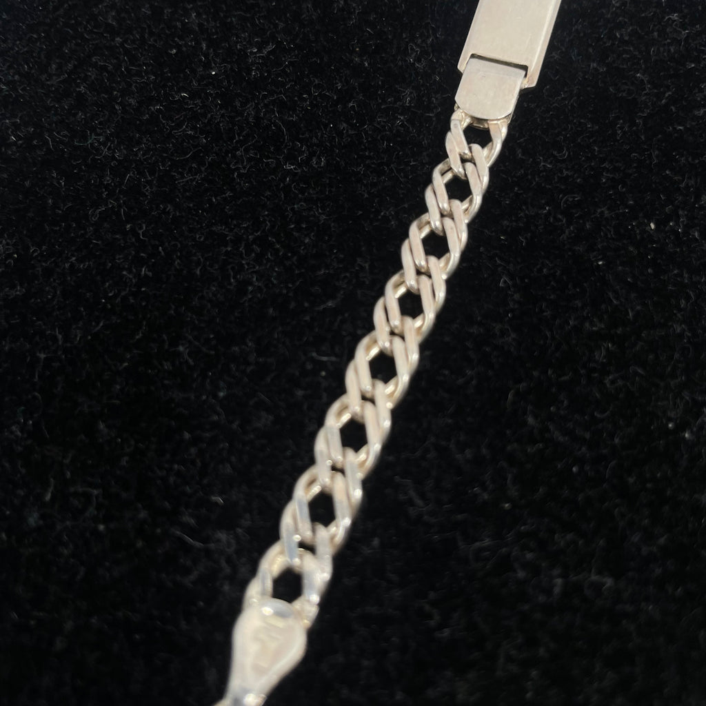 925 Sterling Silver Figaro ID Bracelet – Polished Finish