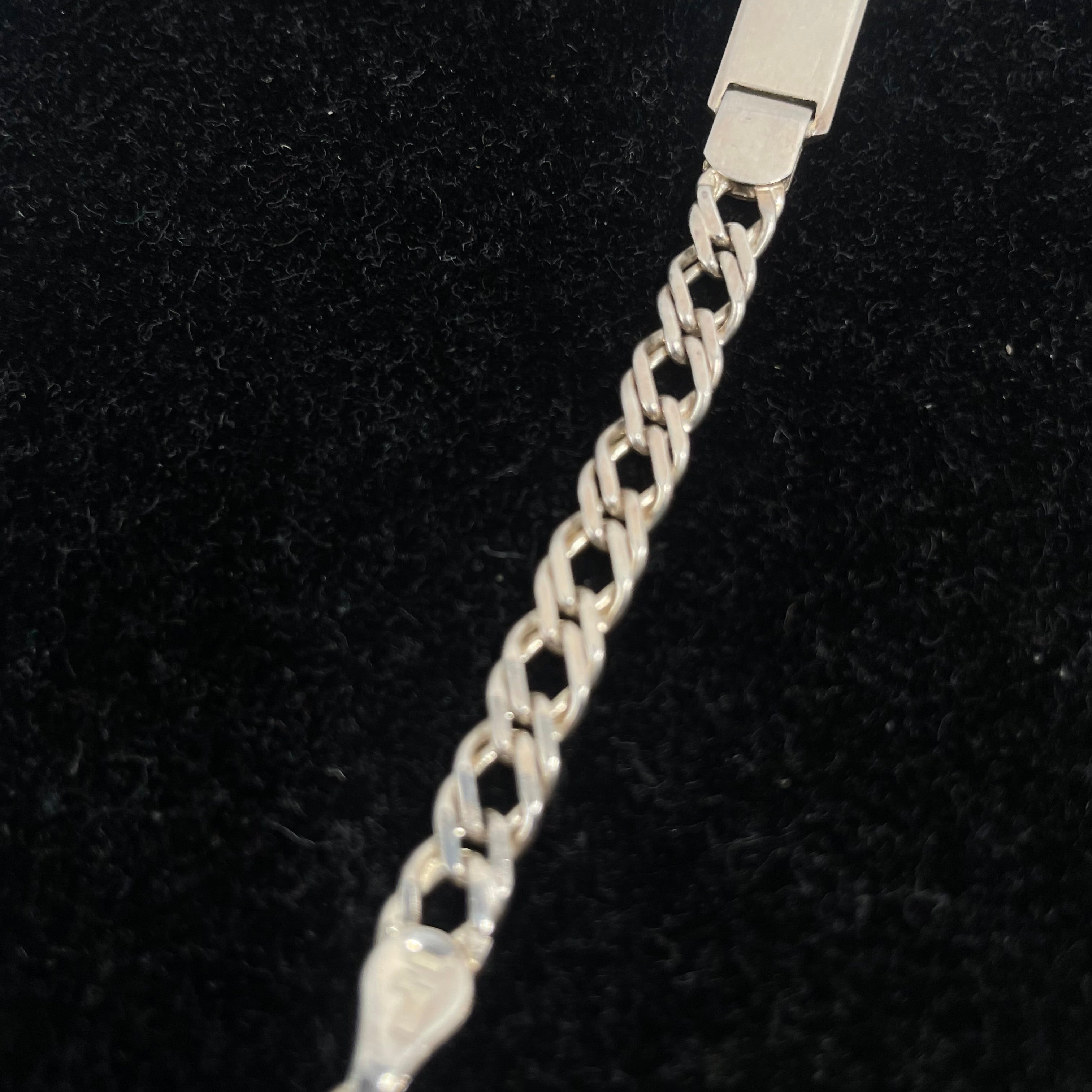 925 Sterling Silver Figaro ID Bracelet – Polished Finish