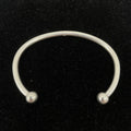 925 Sterling Silver Open Cuff Bangle Bracelet with Ball Ends