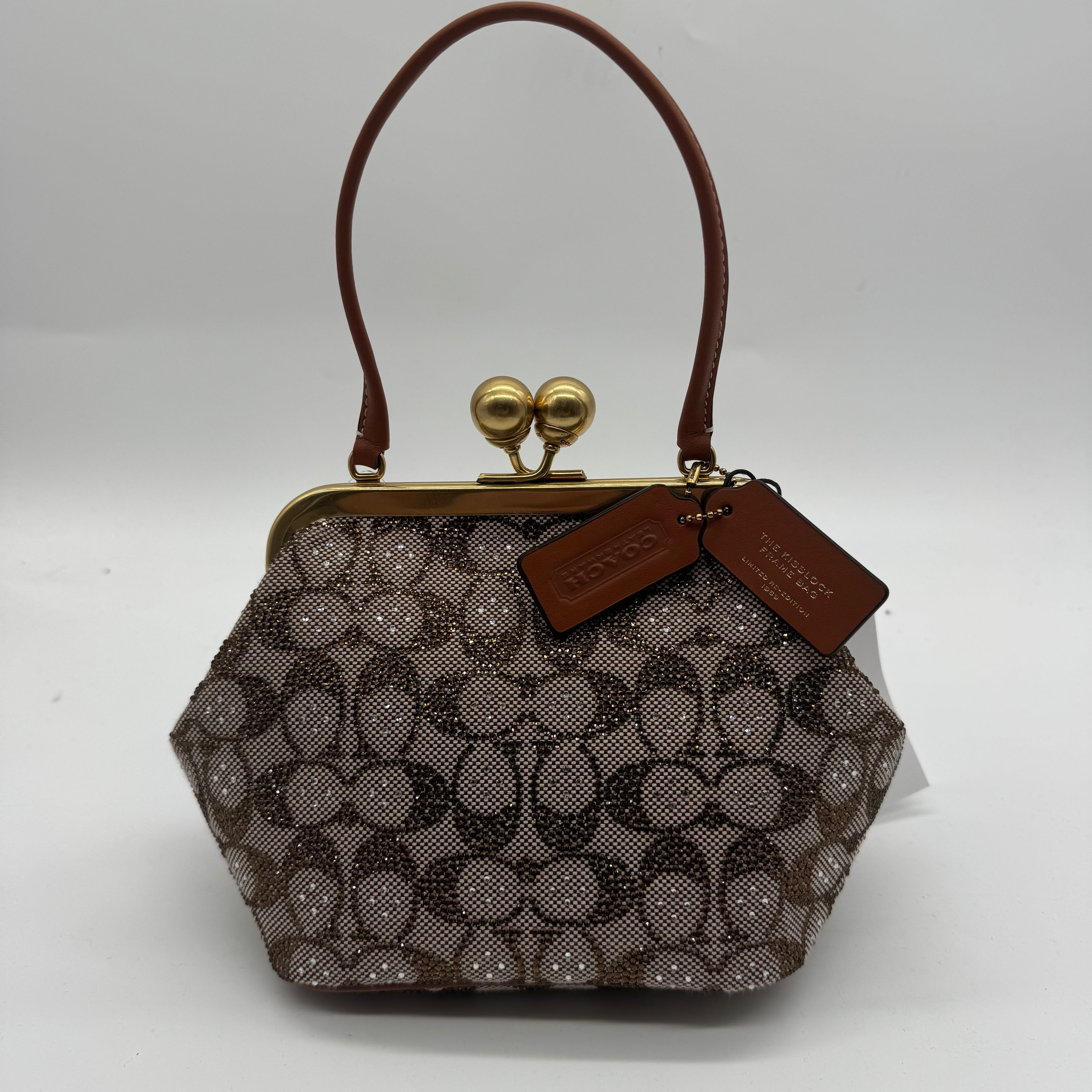 Coach Kiss Lock Signature Crystal Jacquard Frame Bag