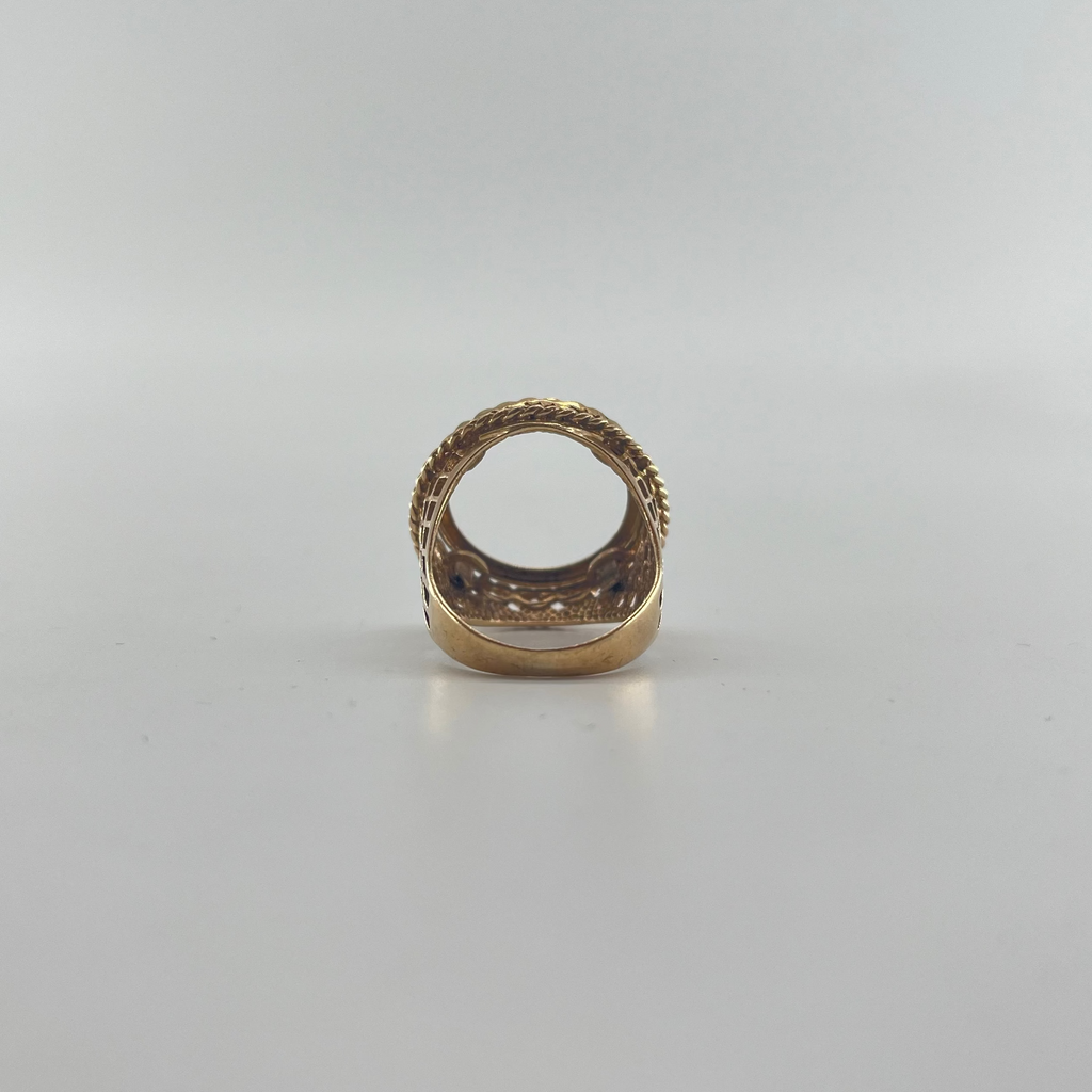 9ct Full Sov Mount Carat: 9ct Gold Colour: Yellow Gold Size: P Weight: 5.41g