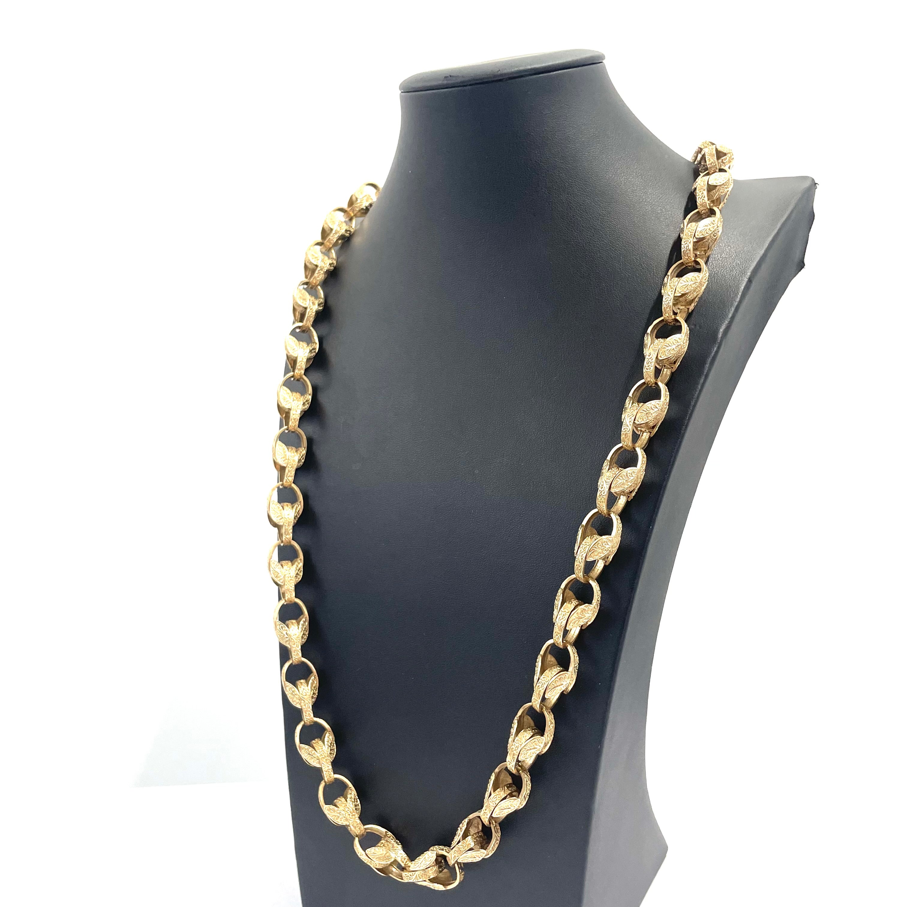 9CT Gold Elegant Textured Belcher Link Chain 34" 12MM