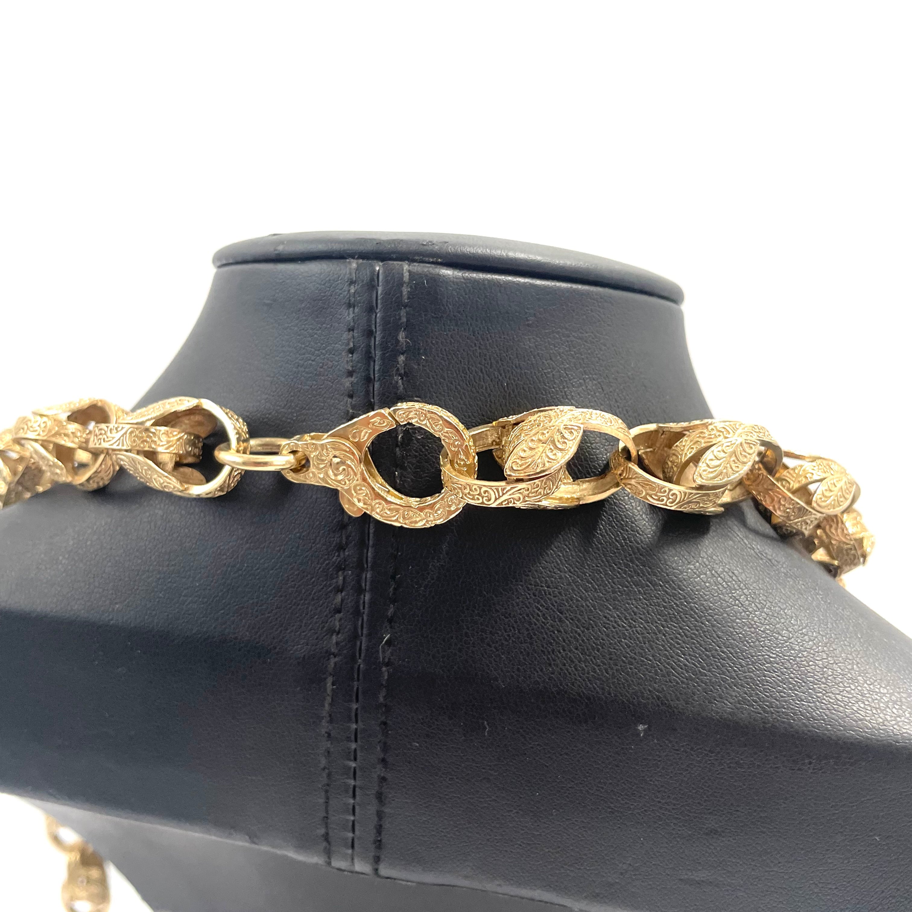 9CT Gold Elegant Textured Belcher Link Chain 34" 12MM