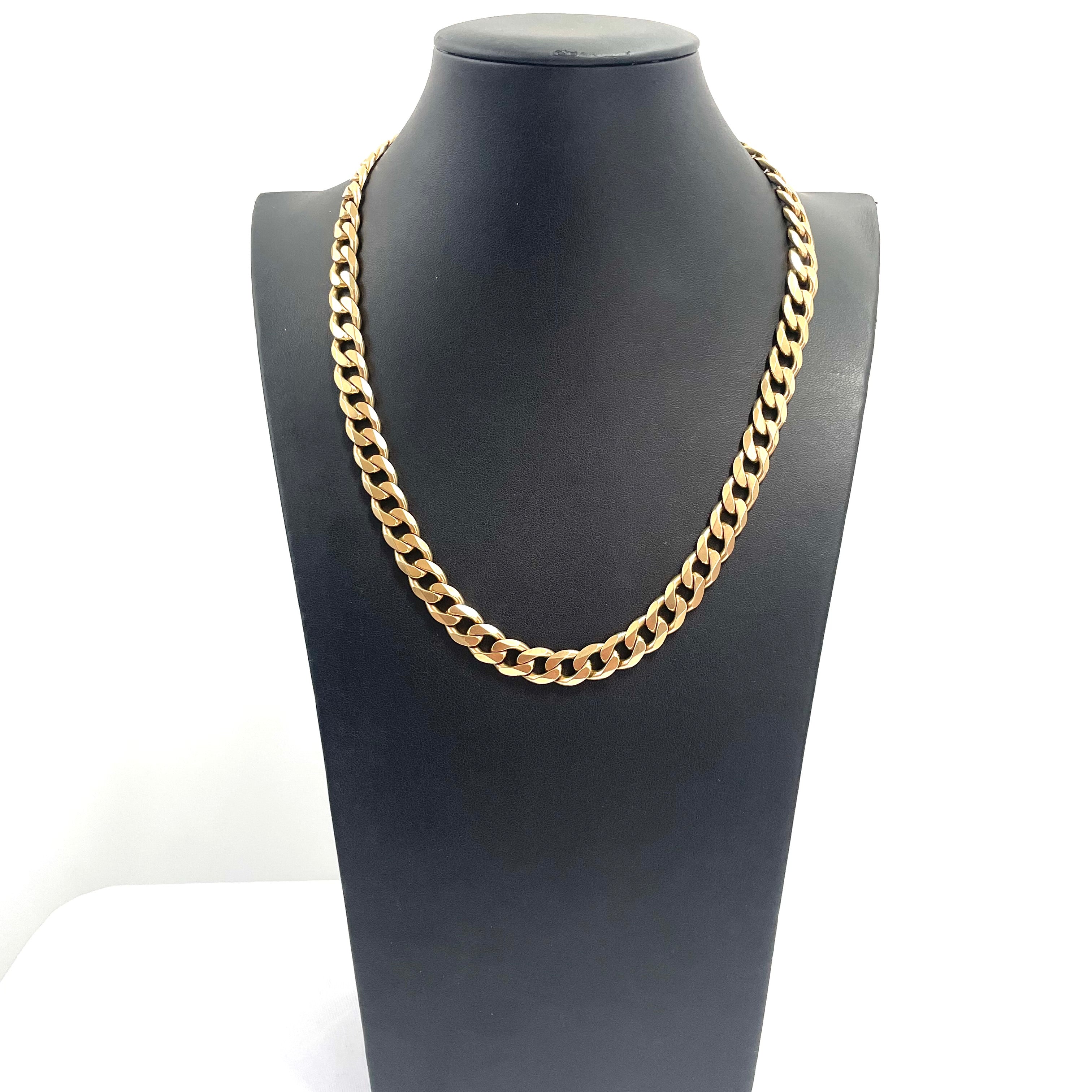 9ct Gold Heavy Curb Link Chain Necklace 21" 10MM