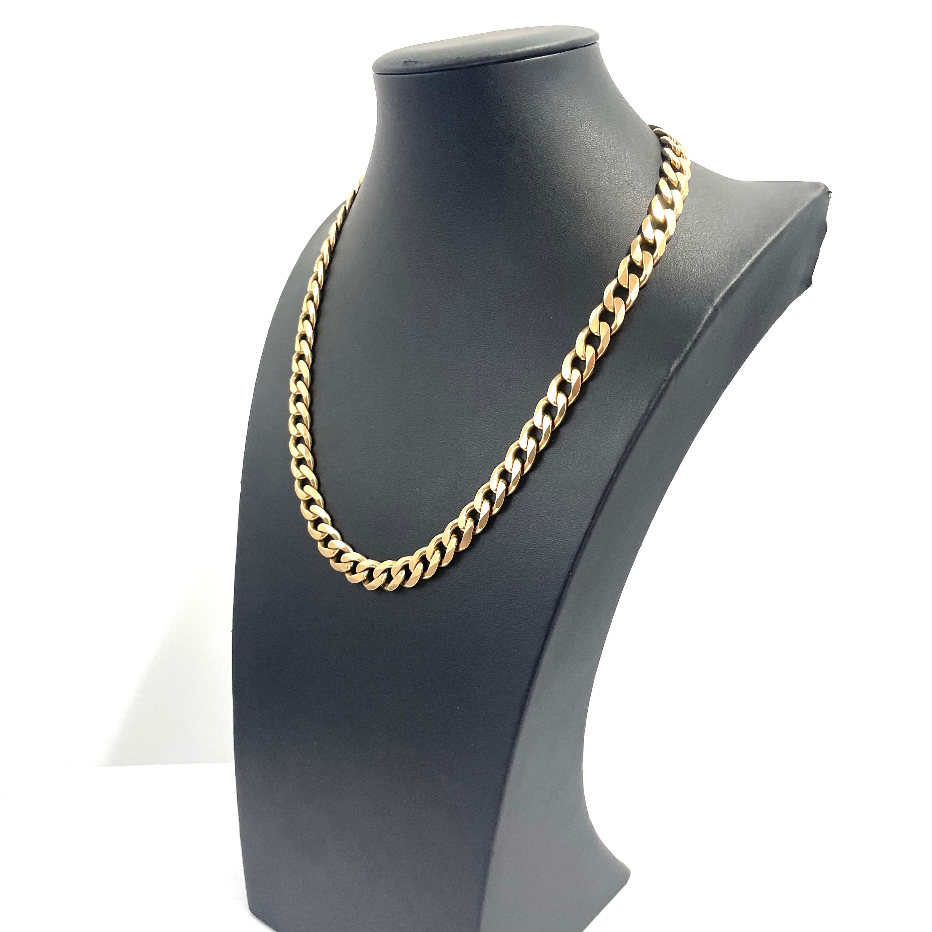 9ct Gold Heavy Curb Link Chain Necklace 21" 10MM