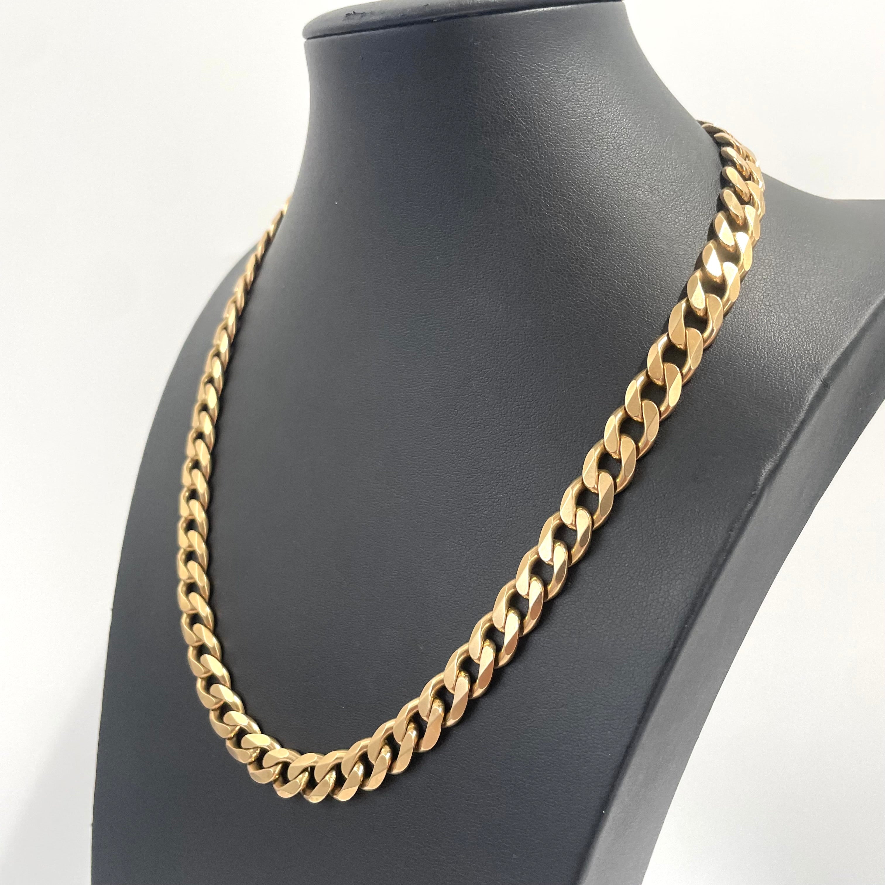 9ct Gold Heavy Curb Link Chain Necklace 21" 10MM