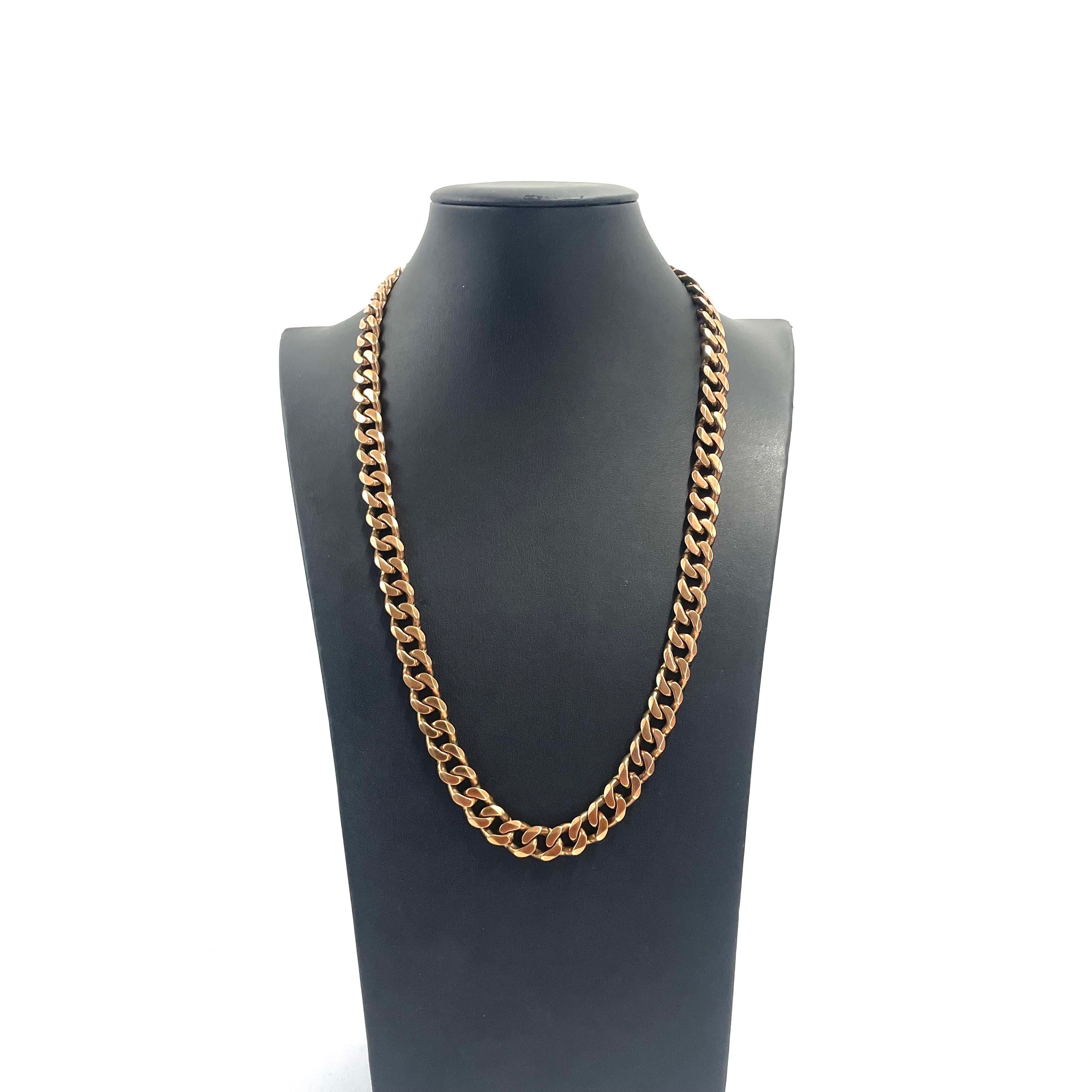 9ct Gold Heavy Curb Link Chain Necklace 24" 10MM