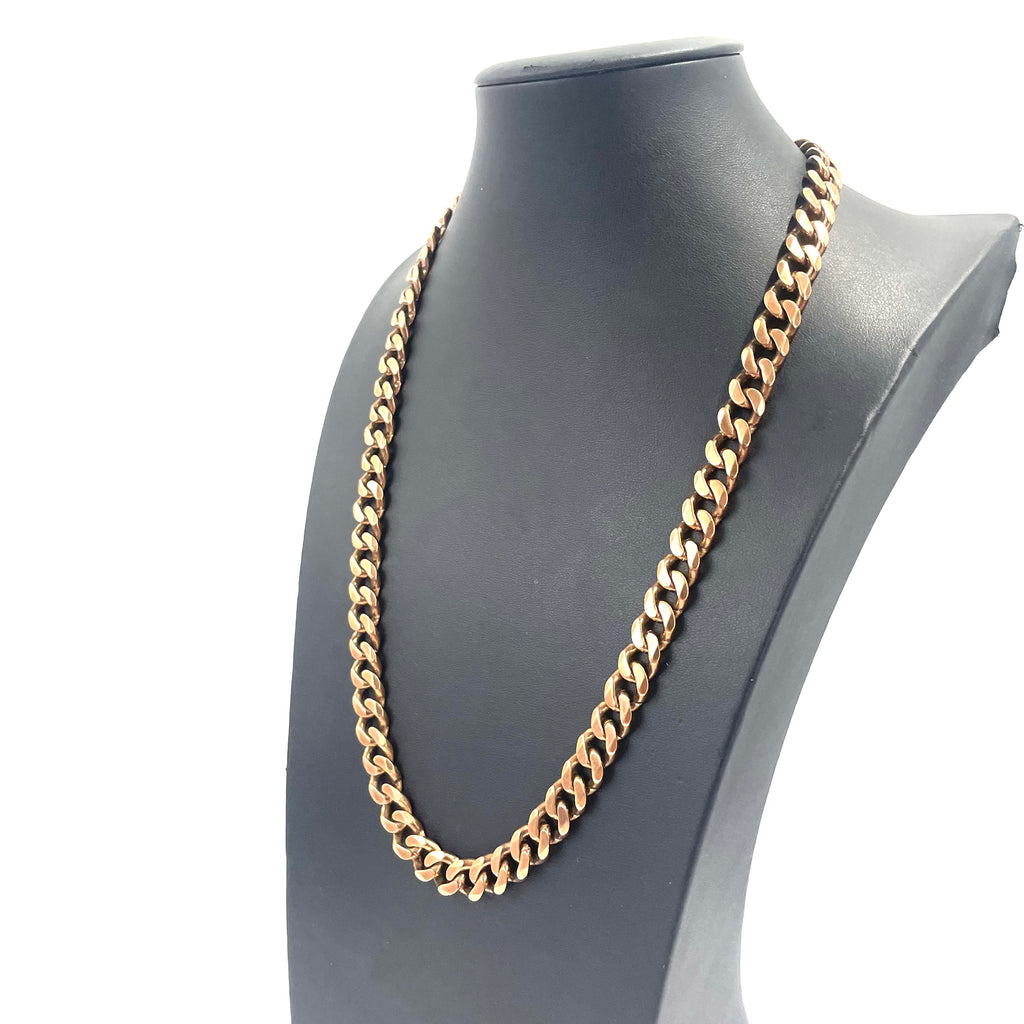 9ct Gold Heavy Curb Link Chain Necklace 24" 10MM