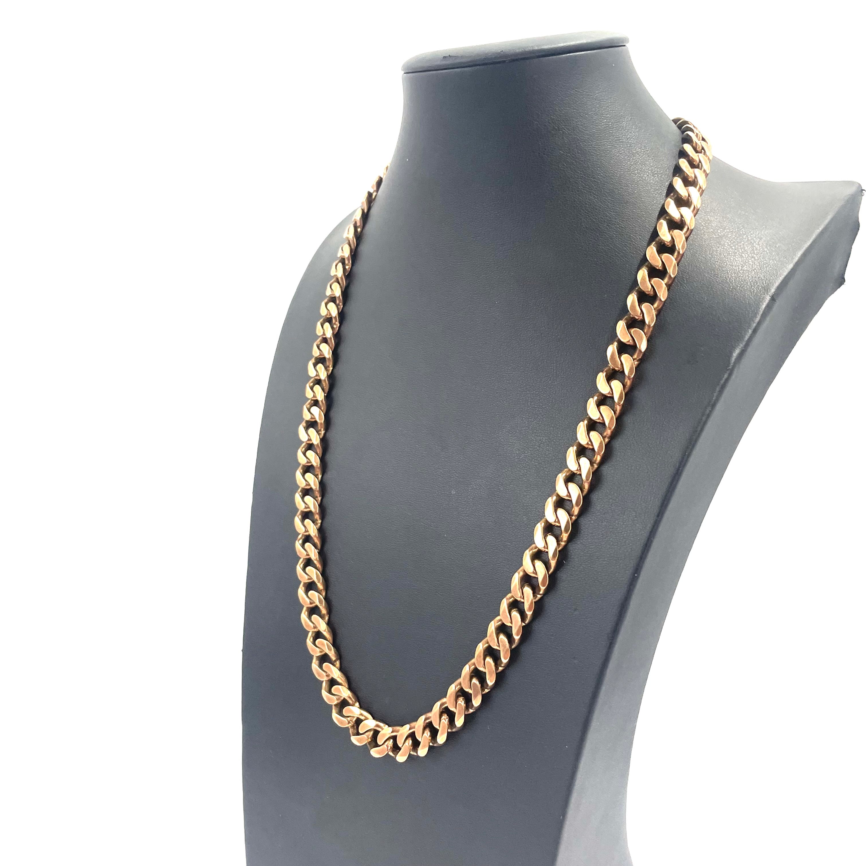 9ct Gold Heavy Curb Link Chain Necklace 24" 10MM
