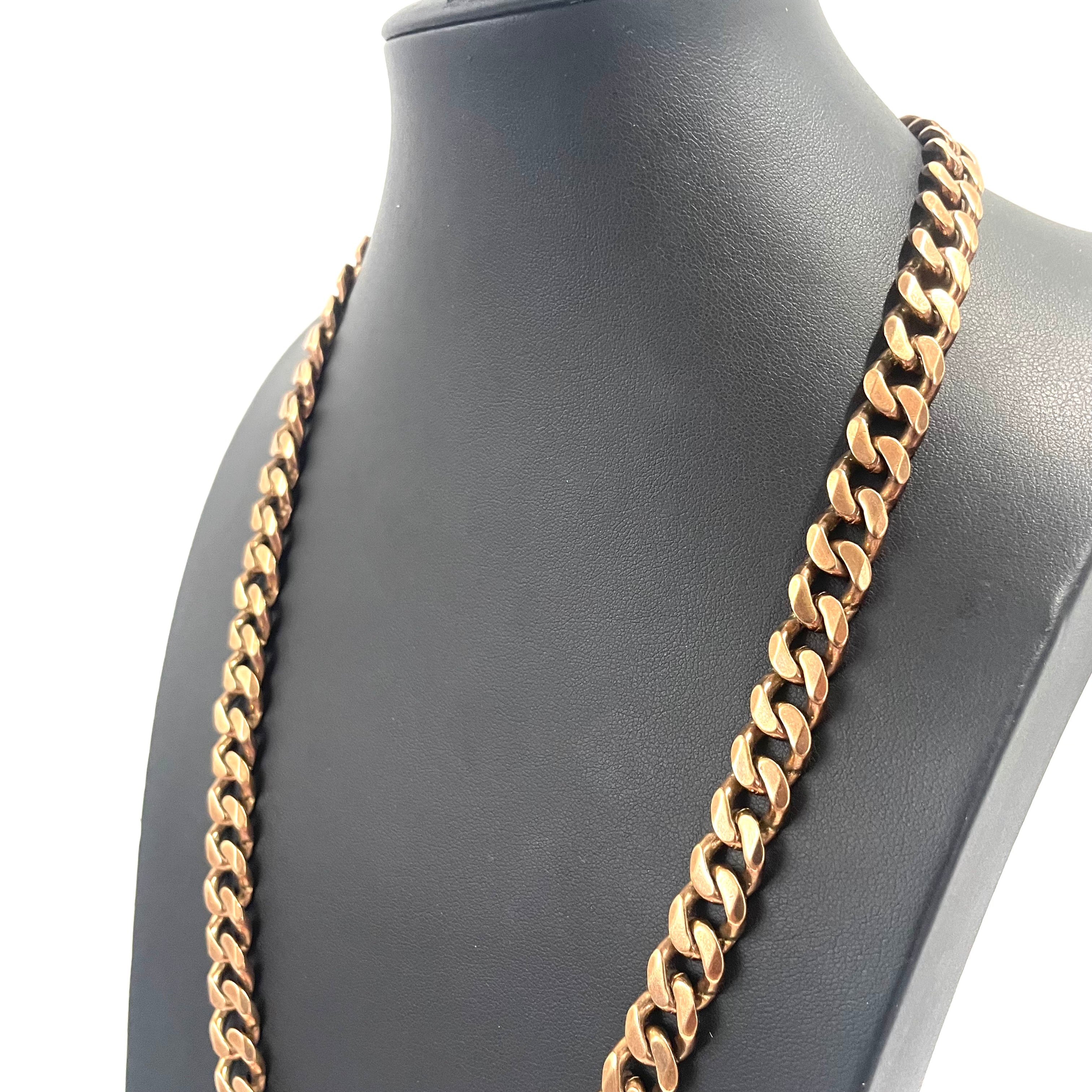 9ct Gold Heavy Curb Link Chain Necklace 24" 10MM