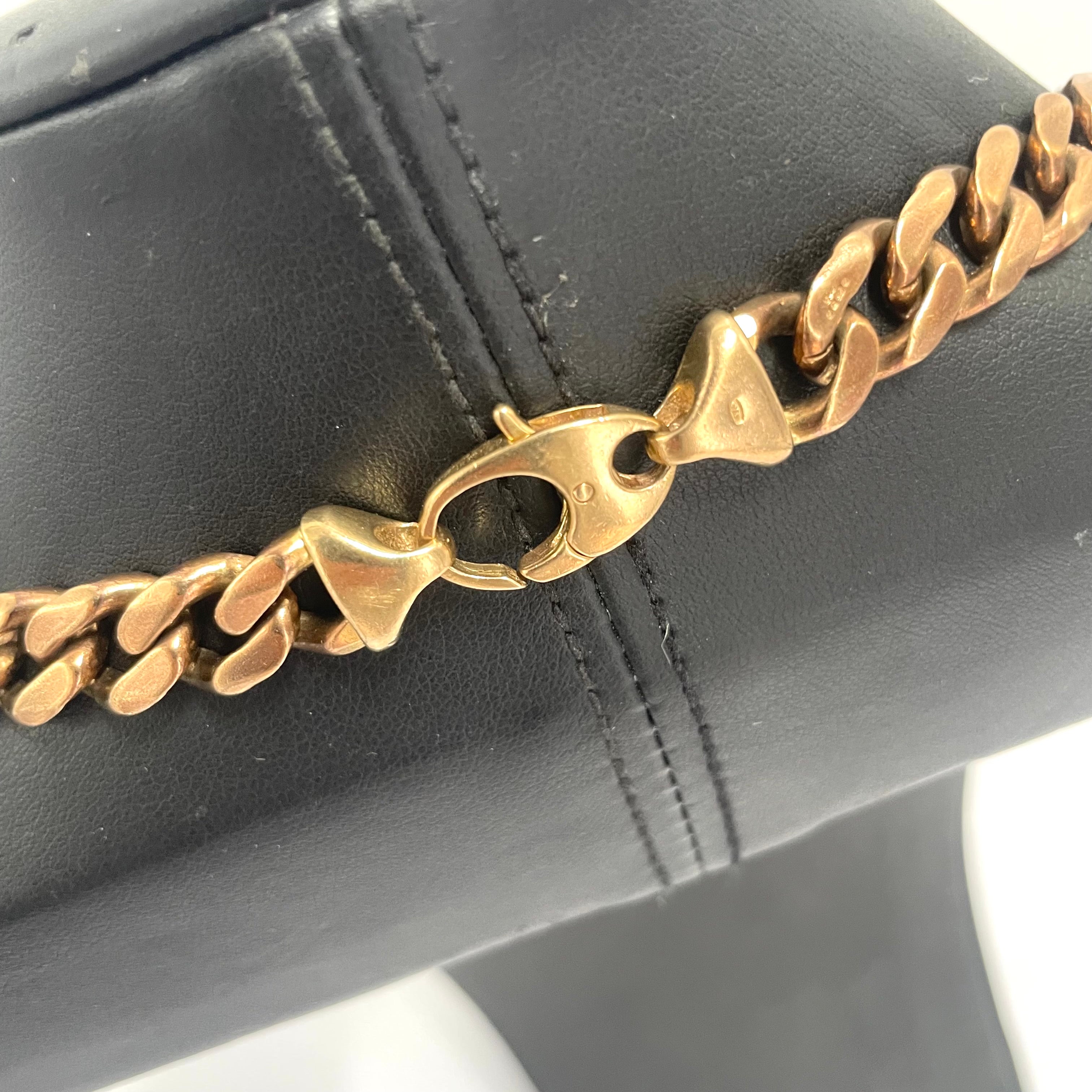 9ct Gold Heavy Curb Link Chain Necklace 24" 10MM