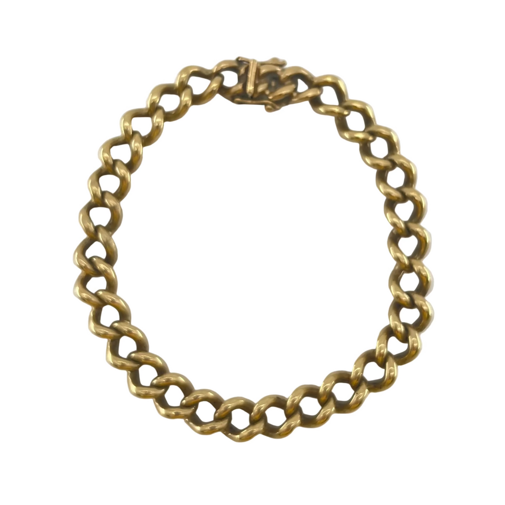 9ct Old Style Curb Bracelet 9.6" Carat: 9ct Gold Colour: Yellow Gold Width: 7mm Length: 9.6" Weight: 45.27g
