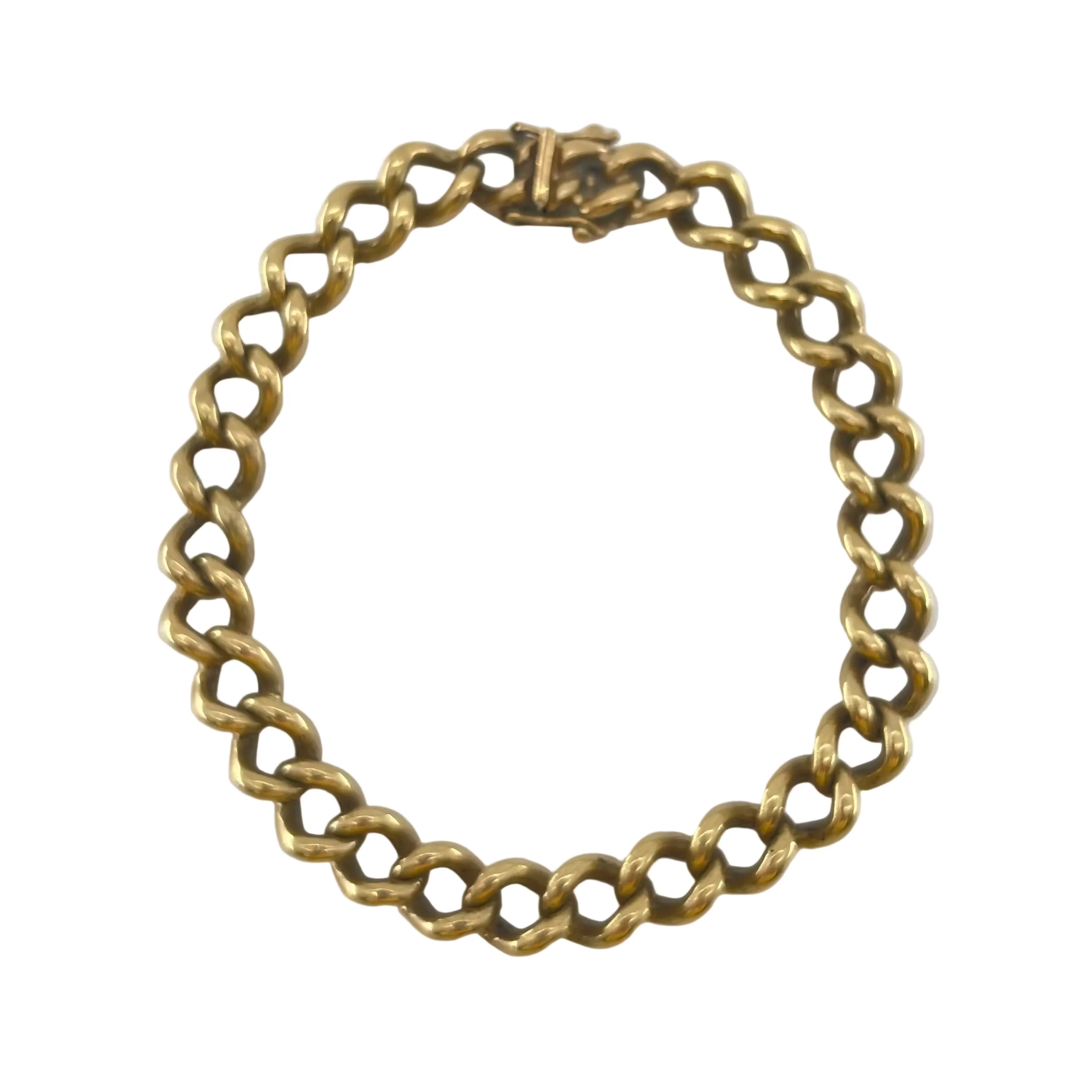 9ct Old Style Curb Bracelet 9.6" Carat: 9ct Gold Colour: Yellow Gold Width: 7mm Length: 9.6" Weight: 45.27g