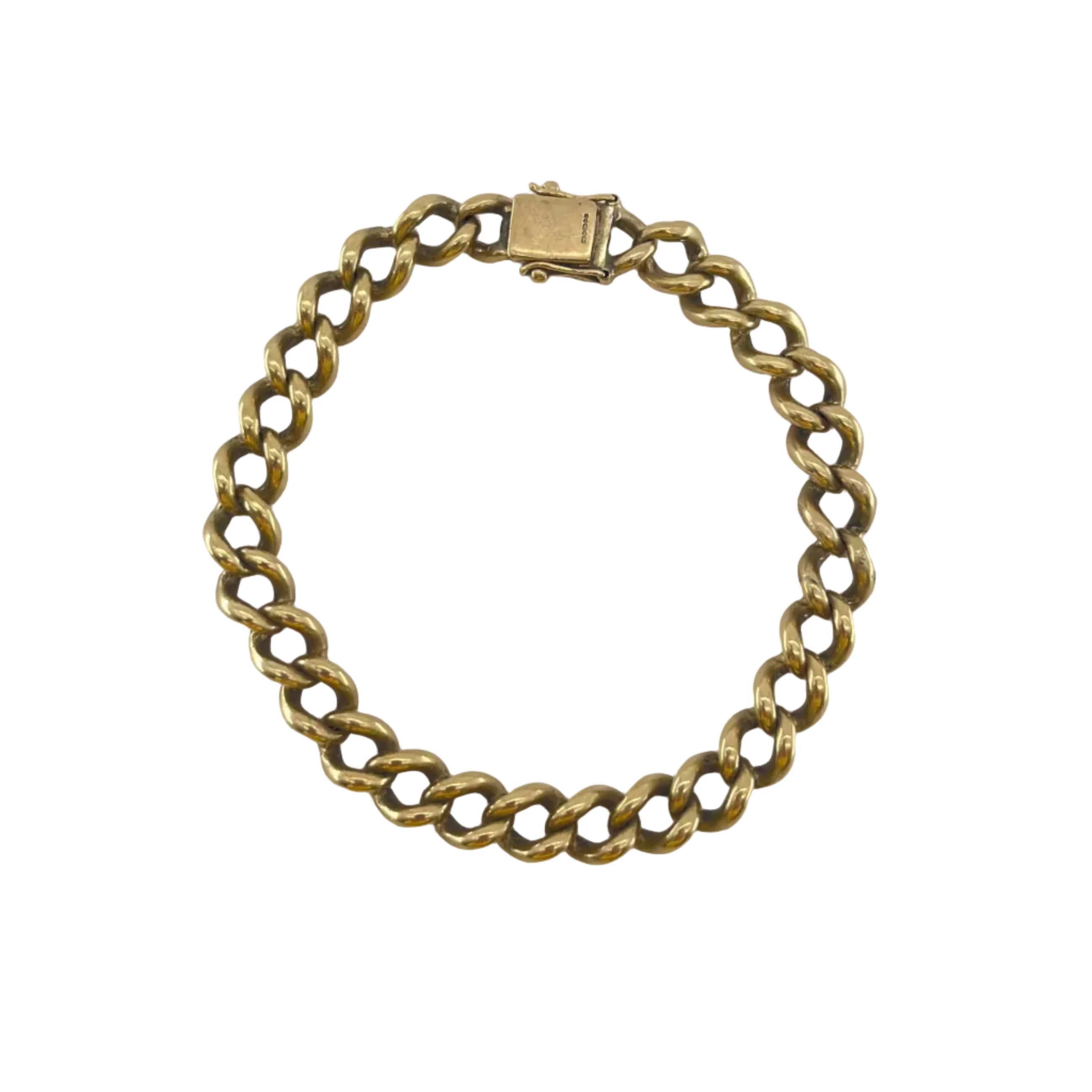 9ct Old Style Curb Bracelet 9.6" Carat: 9ct Gold Colour: Yellow Gold Width: 7mm Length: 9.6" Weight: 45.27g