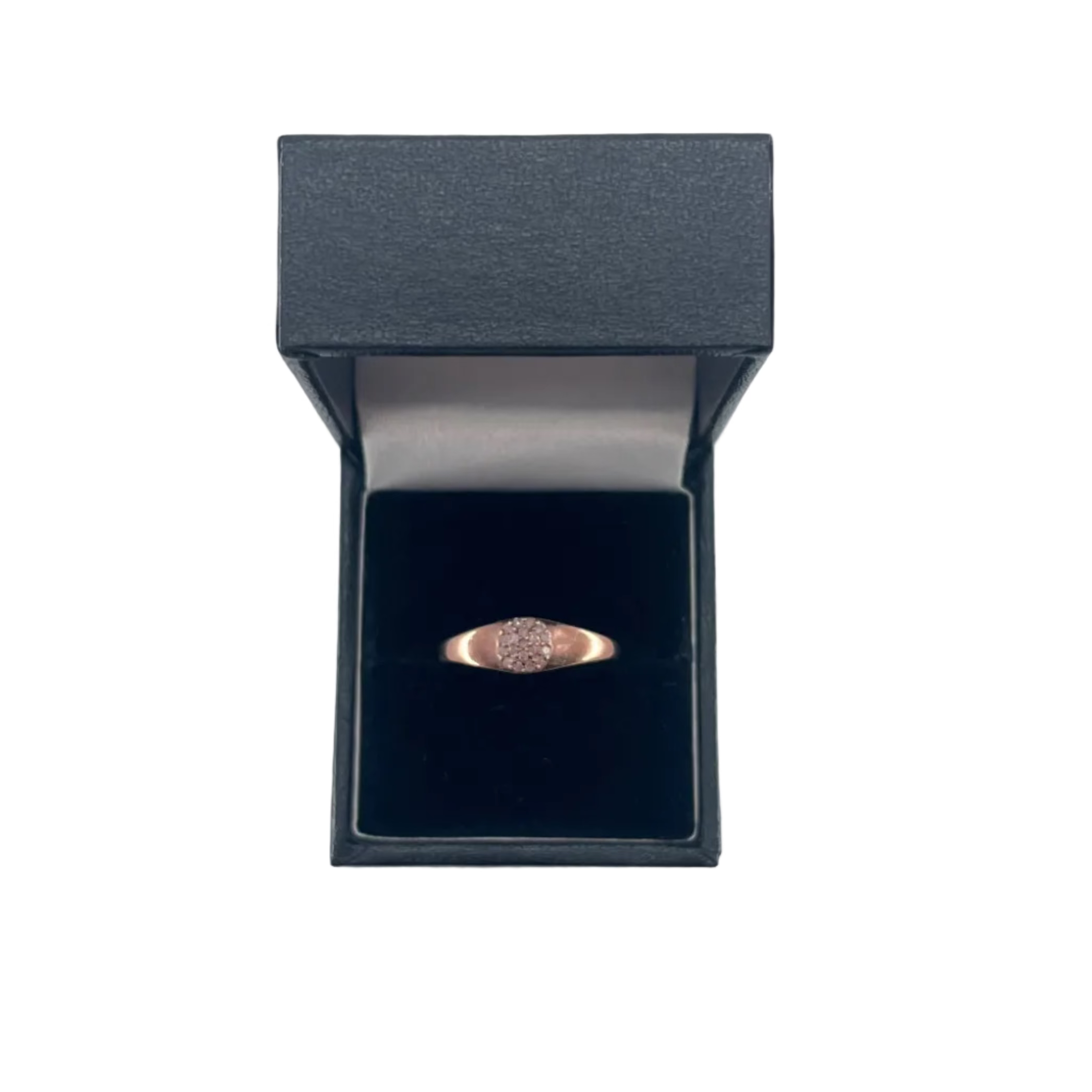 9ct Rose Gold Signet Ring With Diamonds Carat: 9ct Gold Colour: Rose Gold Size: R Stones: Diamond Weight: 2.16g