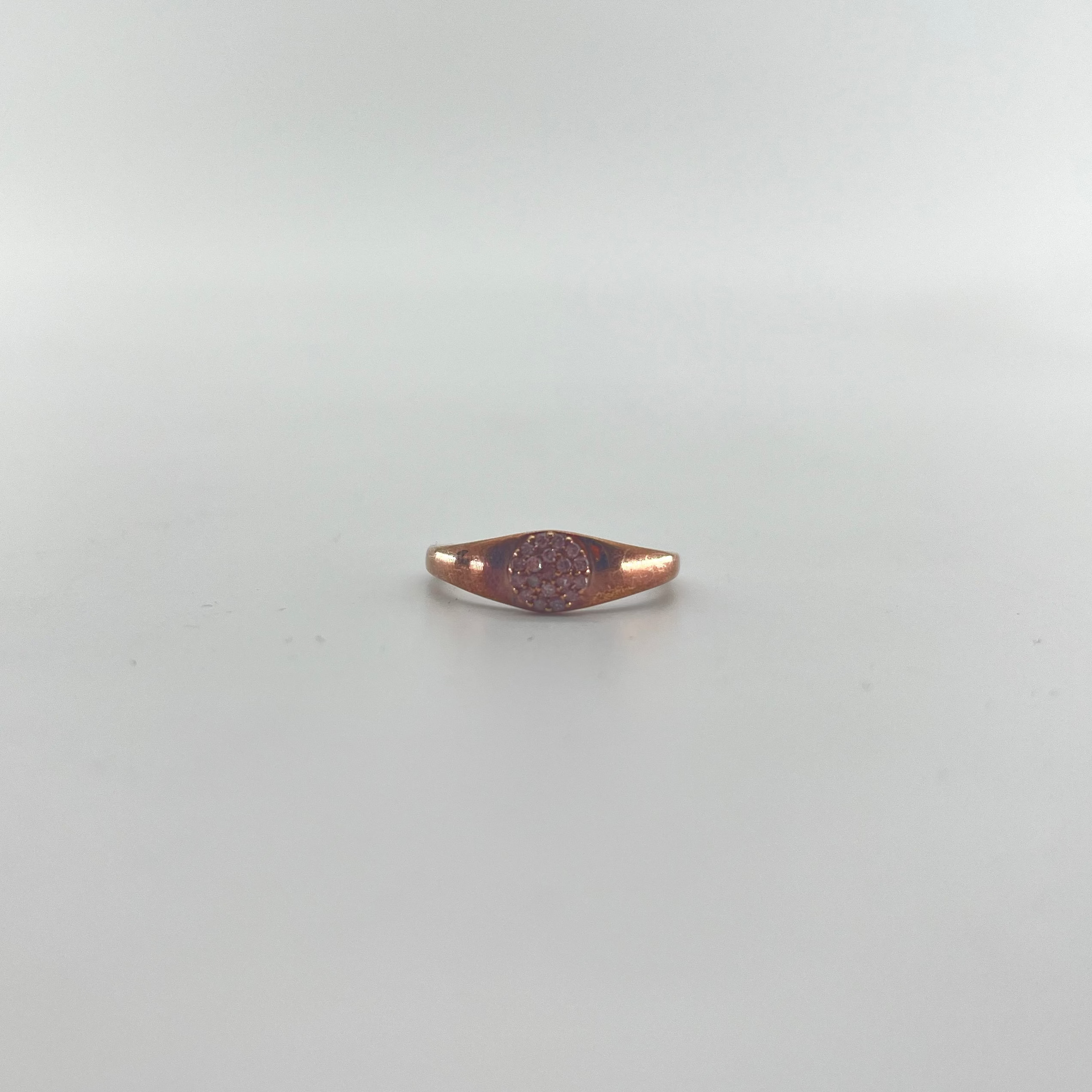 9ct Rose Gold Signet Ring With Diamonds Carat: 9ct Gold Colour: Rose Gold Size: R Stones: Diamond Weight: 2.16g