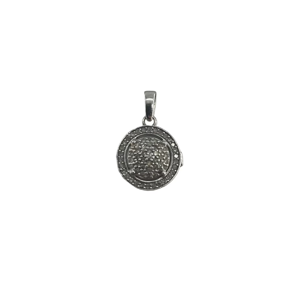 9ct Round Paved Diamond & Moissanite Pendent Carat: 9ct Colour: White Gold Stones: Diamond & Moissanite Width: 19mm Length: