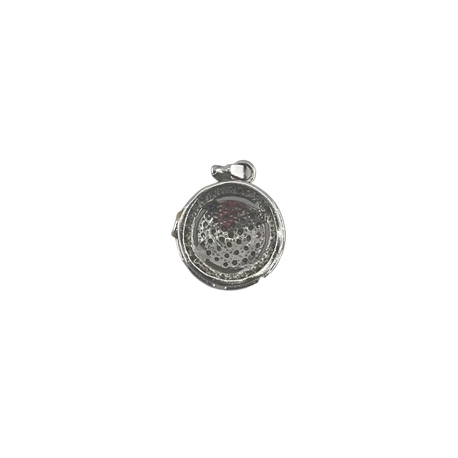 9ct Round Paved Diamond & Moissanite Pendent Carat: 9ct Colour: White Gold Stones: Diamond & Moissanite Width: 19mm Length: