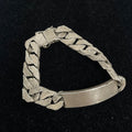 925 Sterling Silver Curb Link ID Bracelet – Brushed Finish
