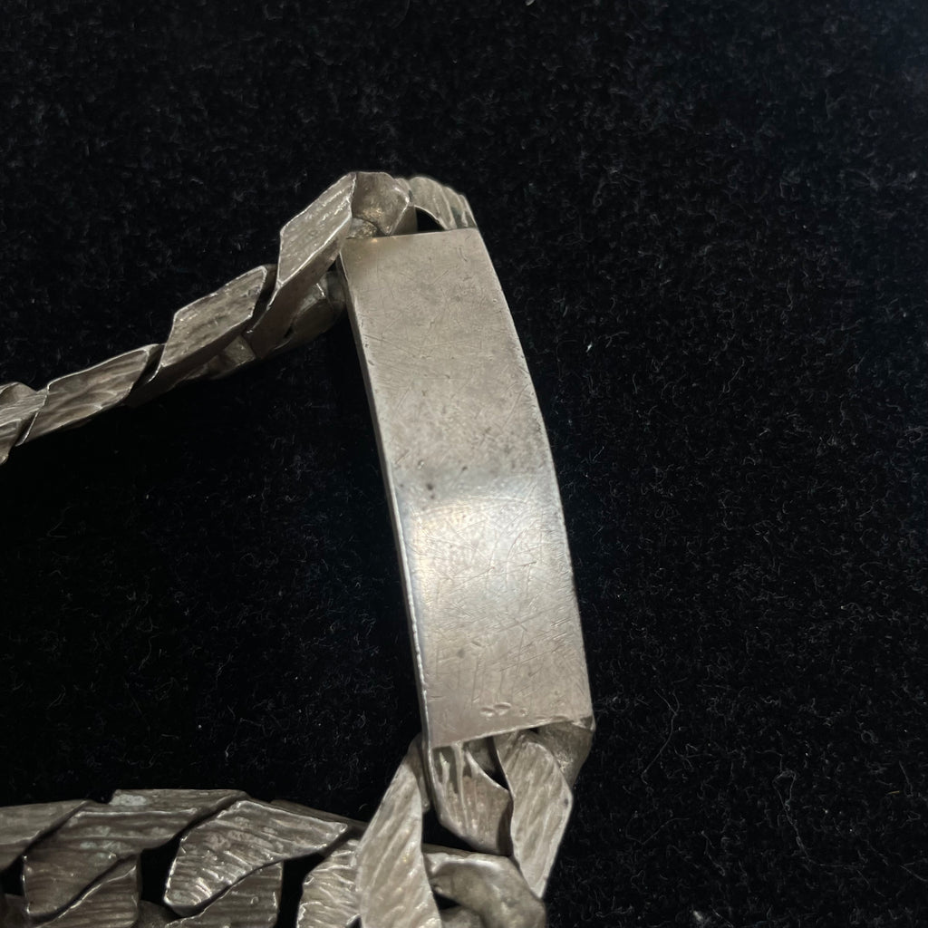 925 Sterling Silver Curb Link ID Bracelet – Brushed Finish