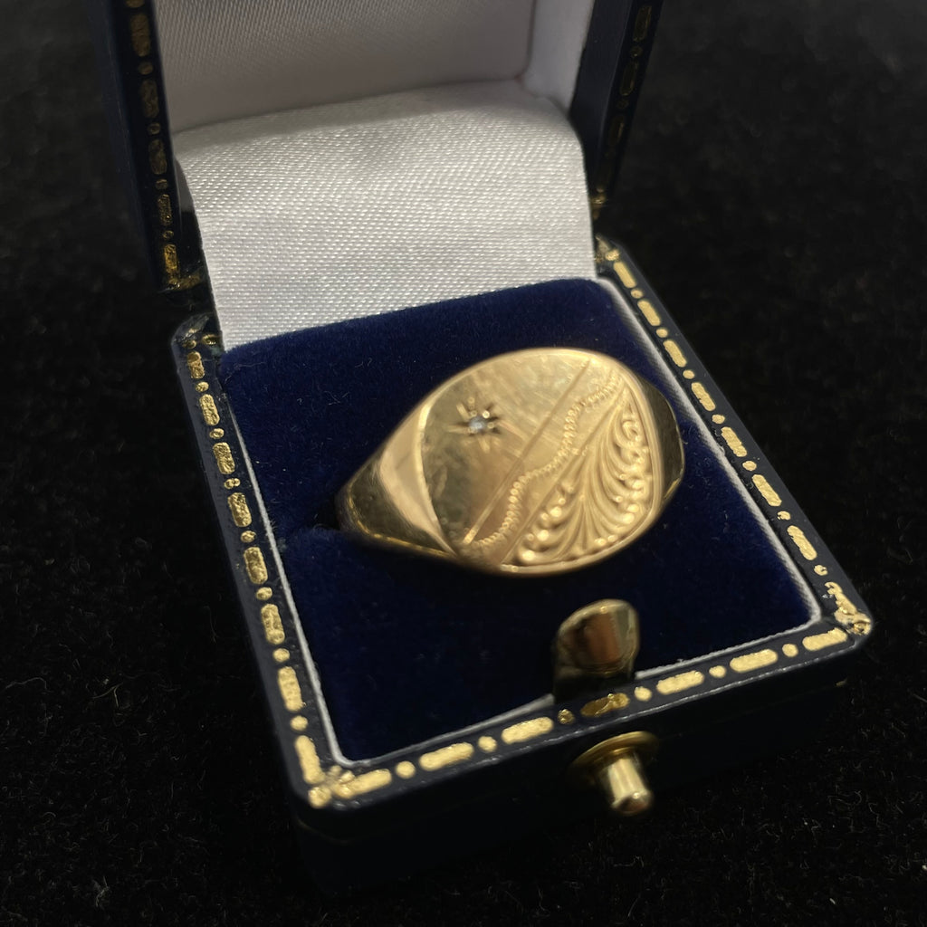Vintage 9ct Gold Oval Signet Ring Size U