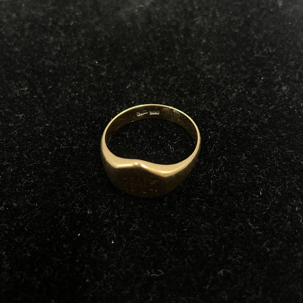 Vintage 9ct Hexagonal Signet Ring with Hand-Engraved Monogram Size W