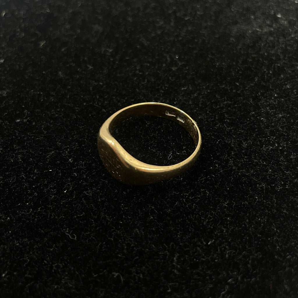 Vintage 9ct Hexagonal Signet Ring with Hand-Engraved Monogram Size W