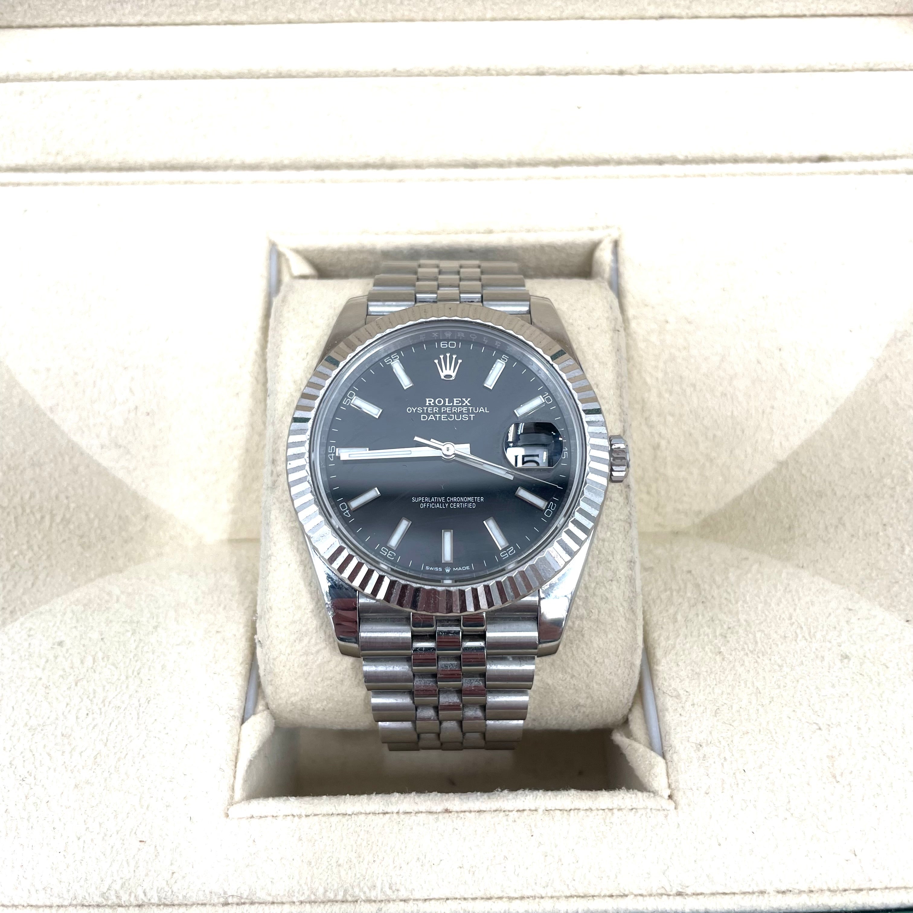 Rolex Datejust 41MM Stainless Steel & White Gold – Slate Grey Dial – Jubilee Bracelet – No Box & Papers