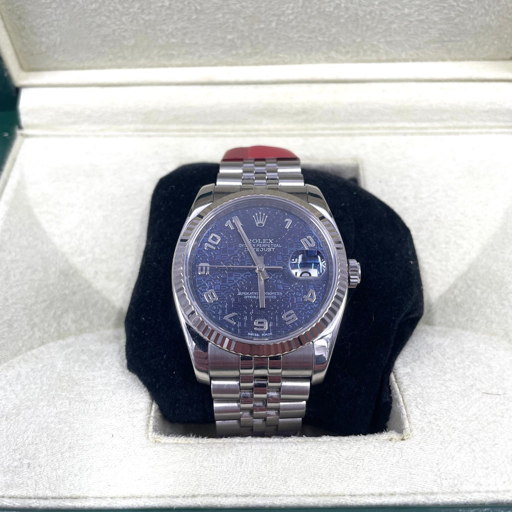 Rolex Datejust 36 Ref. 116234 Blue Jubilee Dial – 36mm Stainless Steel | Service Card