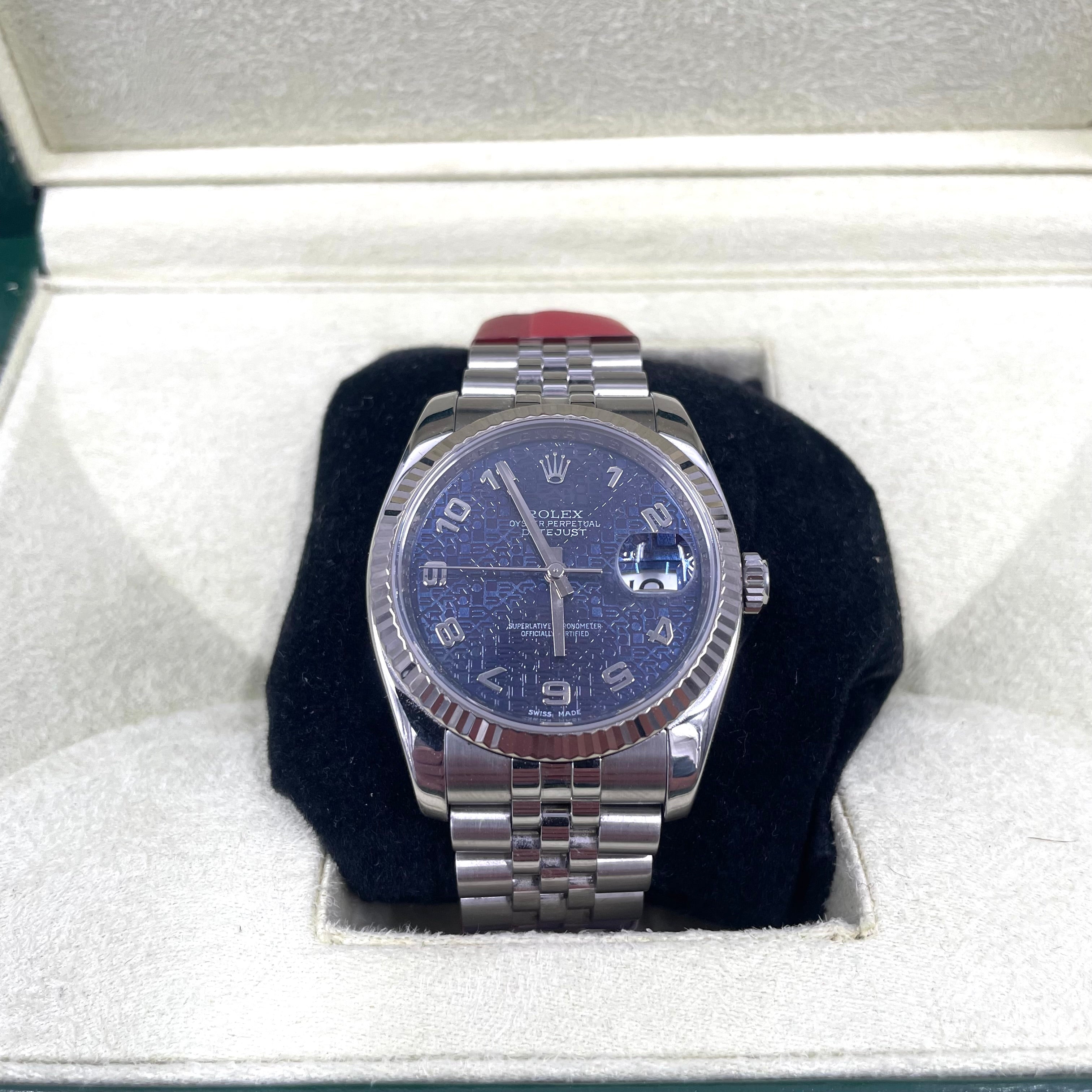 Rolex Datejust 36 Ref. 116234 Blue Jubilee Dial – 36mm Stainless Steel | Service Card