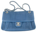 Chanel Blue Perforated Leather Classic Flap Chain Shoulder Bag – Pre-Owned – Good Condition
