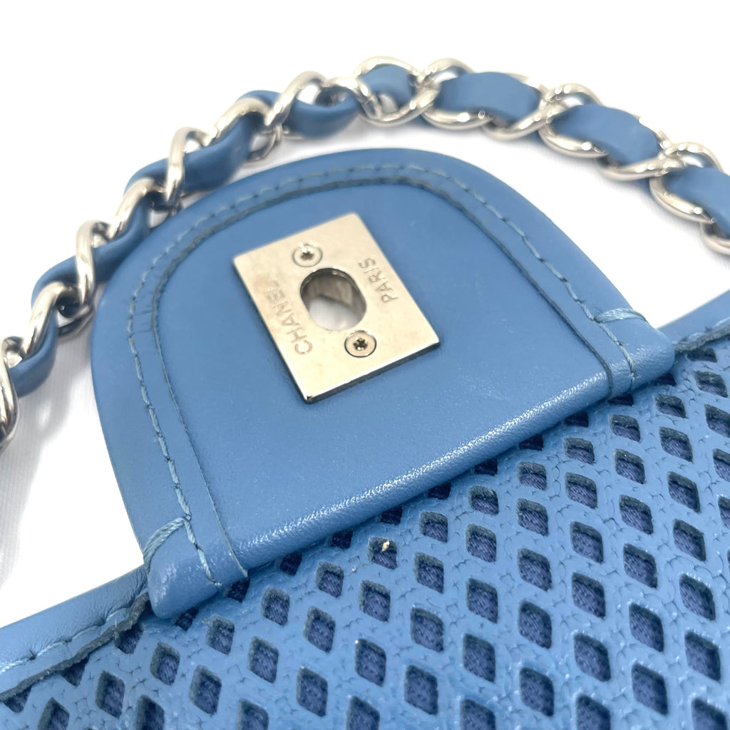 Chanel Blue Perforated Leather Classic Flap Chain Shoulder Bag – Pre-Owned – Good Condition