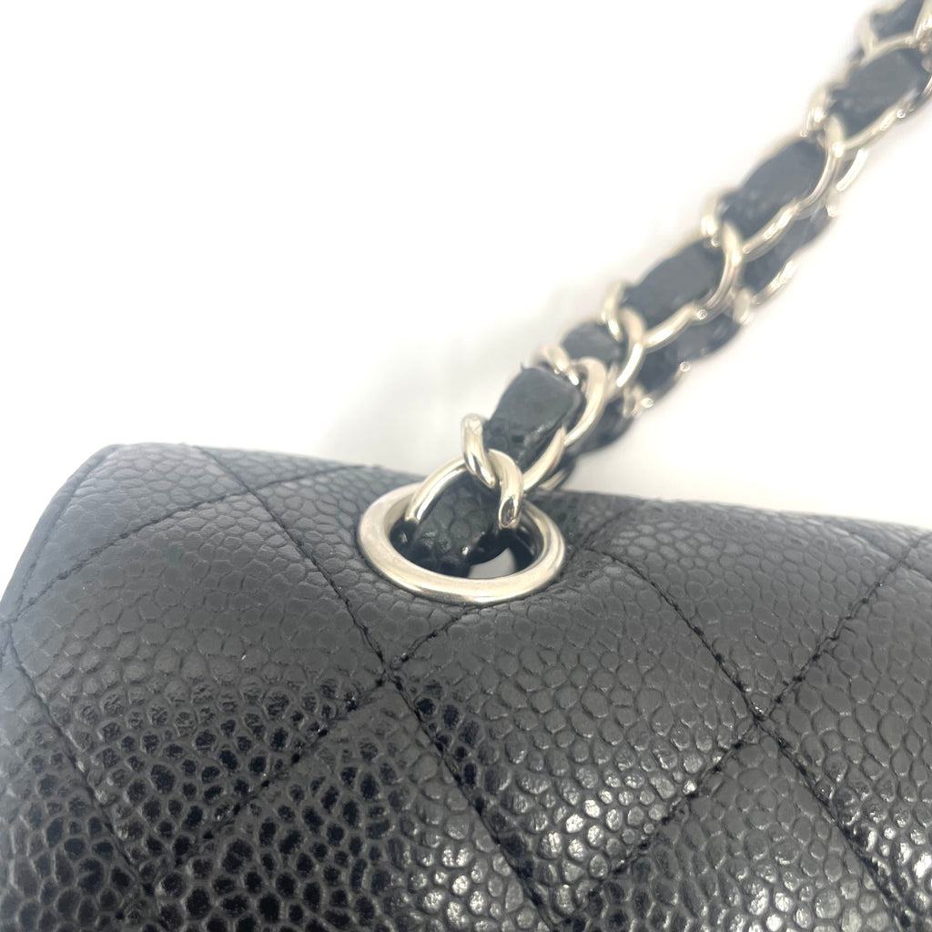 Chanel Black Caviar Leather Classic Flap Chain Shoulder Bag – Pre-Owned – Excellent Condition