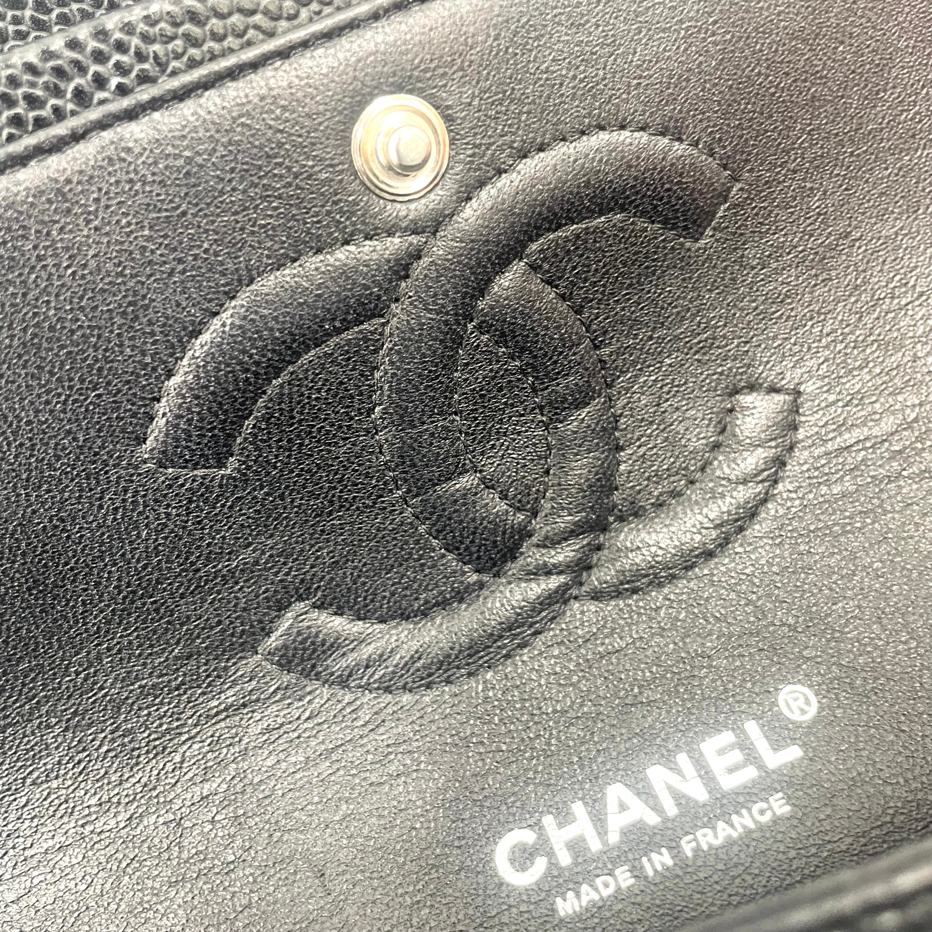 Chanel Black Caviar Leather Classic Flap Chain Shoulder Bag – Pre-Owned – Excellent Condition